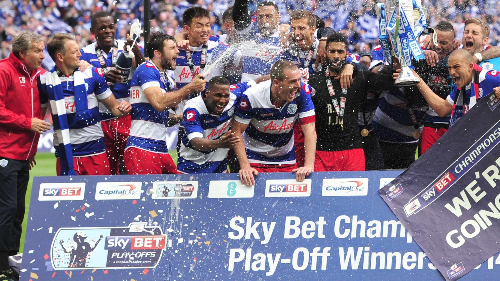 QPR lift the championship playoff final trophy