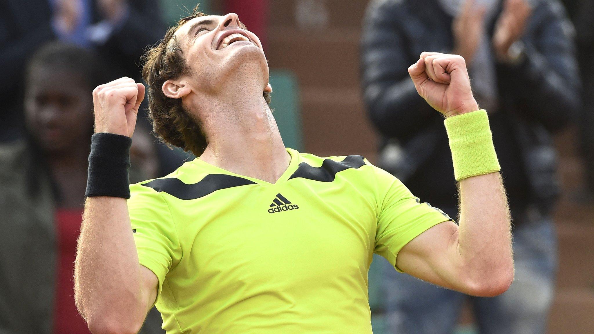 Andy Murray celebrates his fourth-round victory against Fernando Verdasco