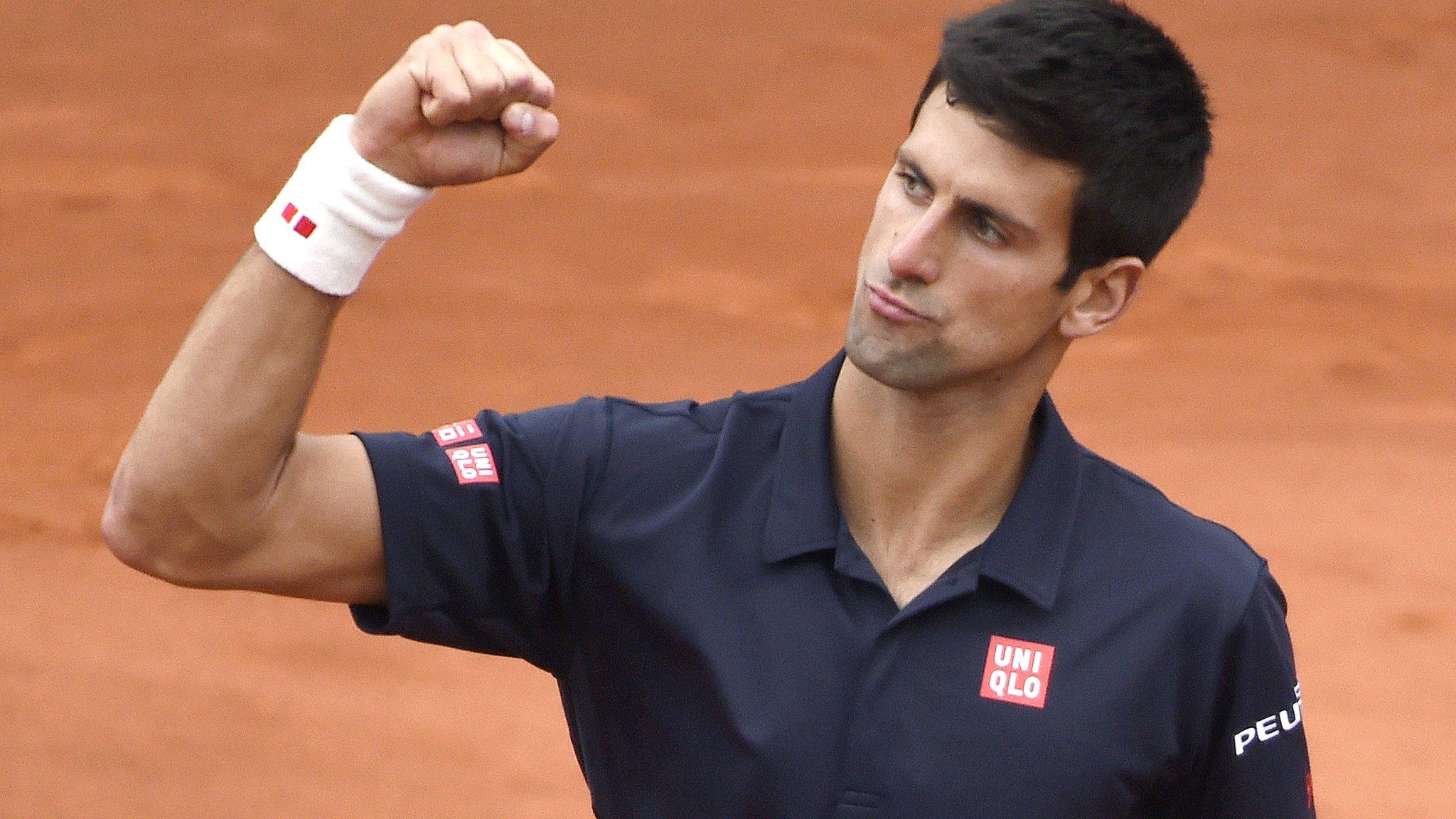 Novak Djokovic during his quarter-final win over Milos Raonic