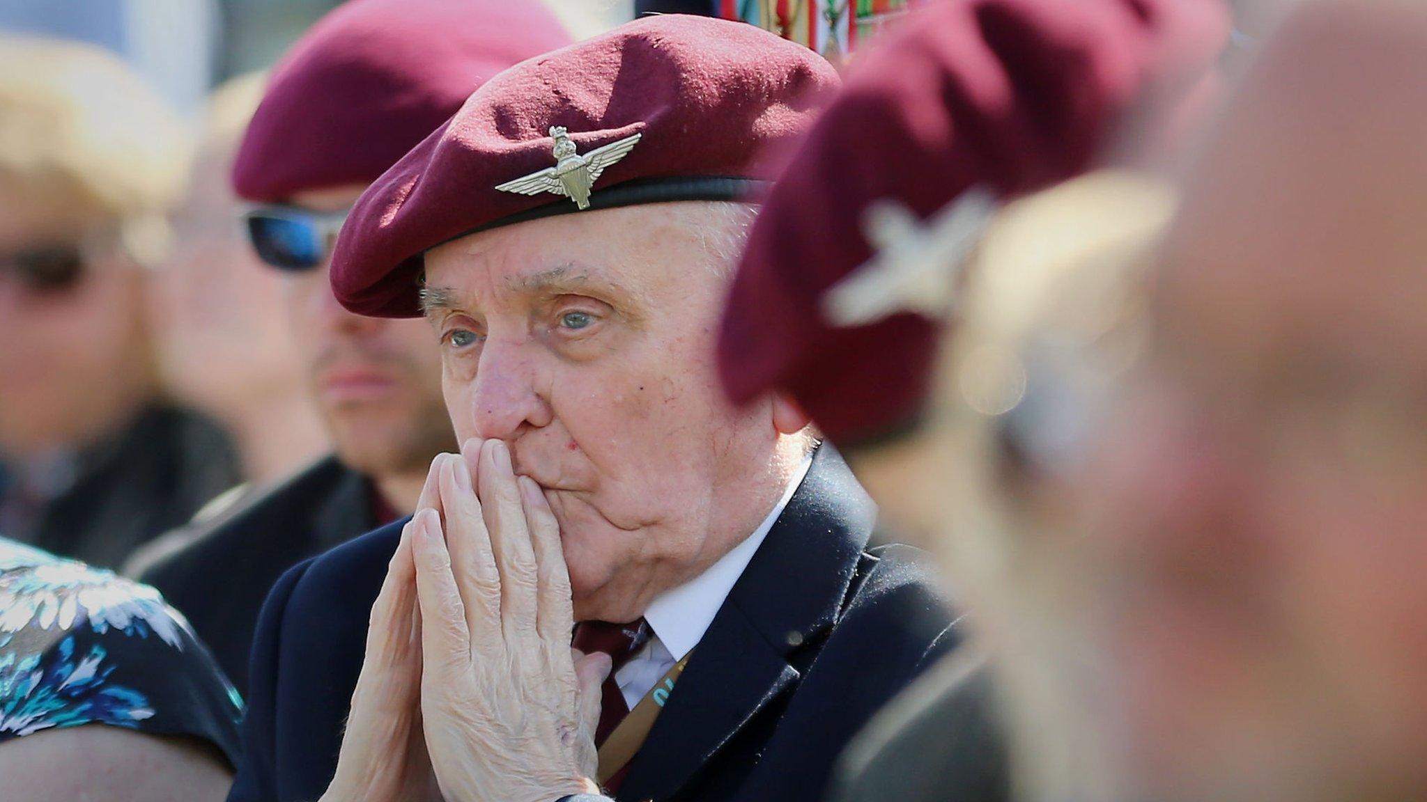 William Ness, 12th Yorkshire Parachute Battalion, during a commemorative ceremony at Memorial Pegasus near Ouistreham, France