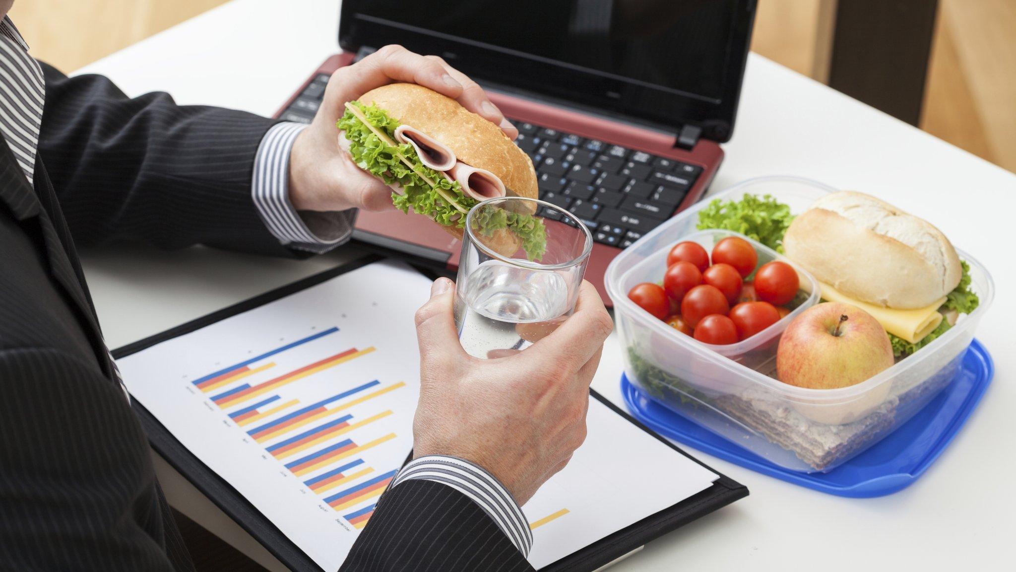 Eating lunch in an office