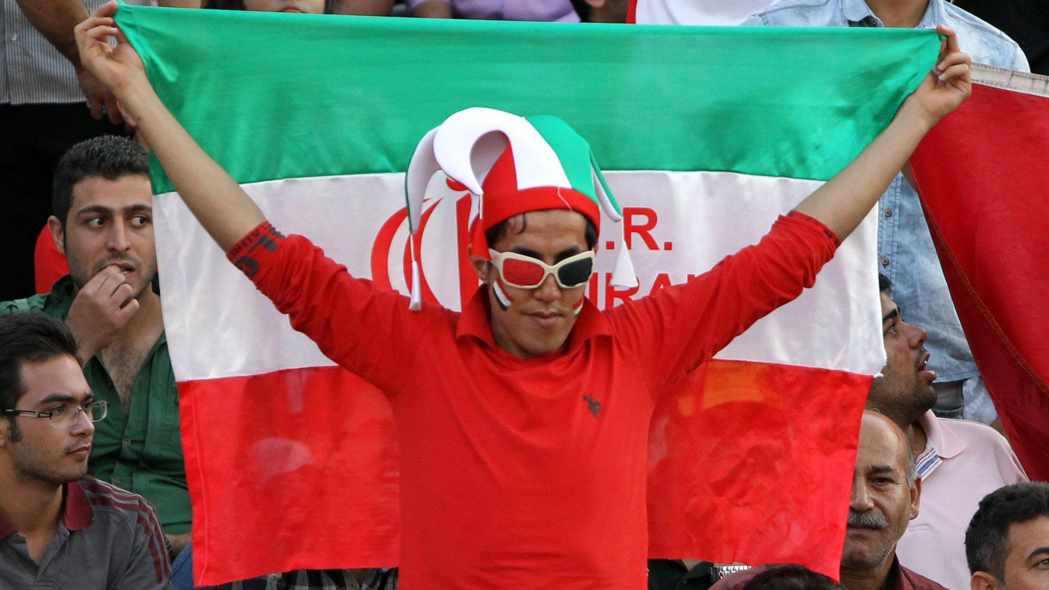 An Iranian fan at a World Cup qualifying game