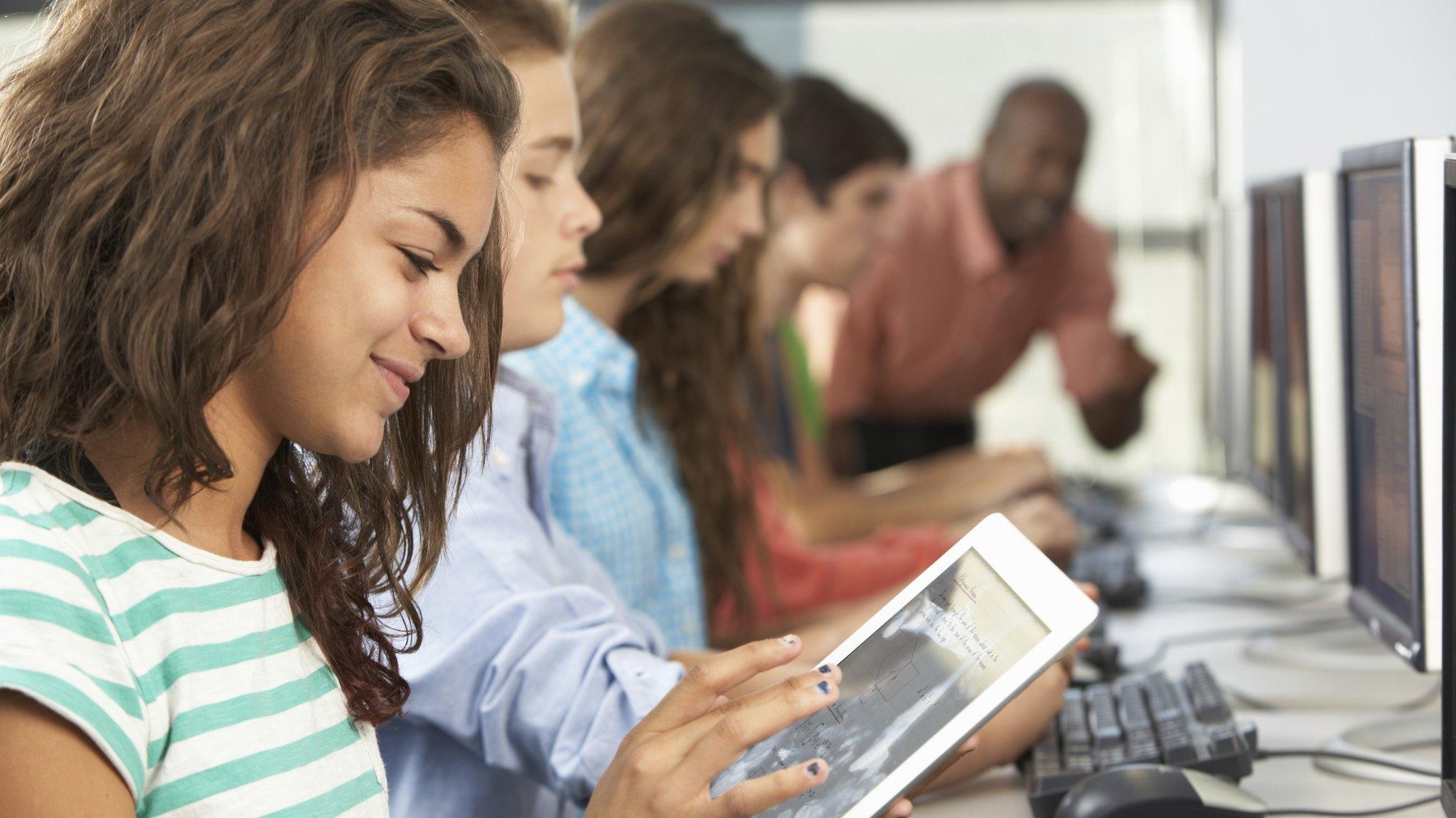 Girl using iPad