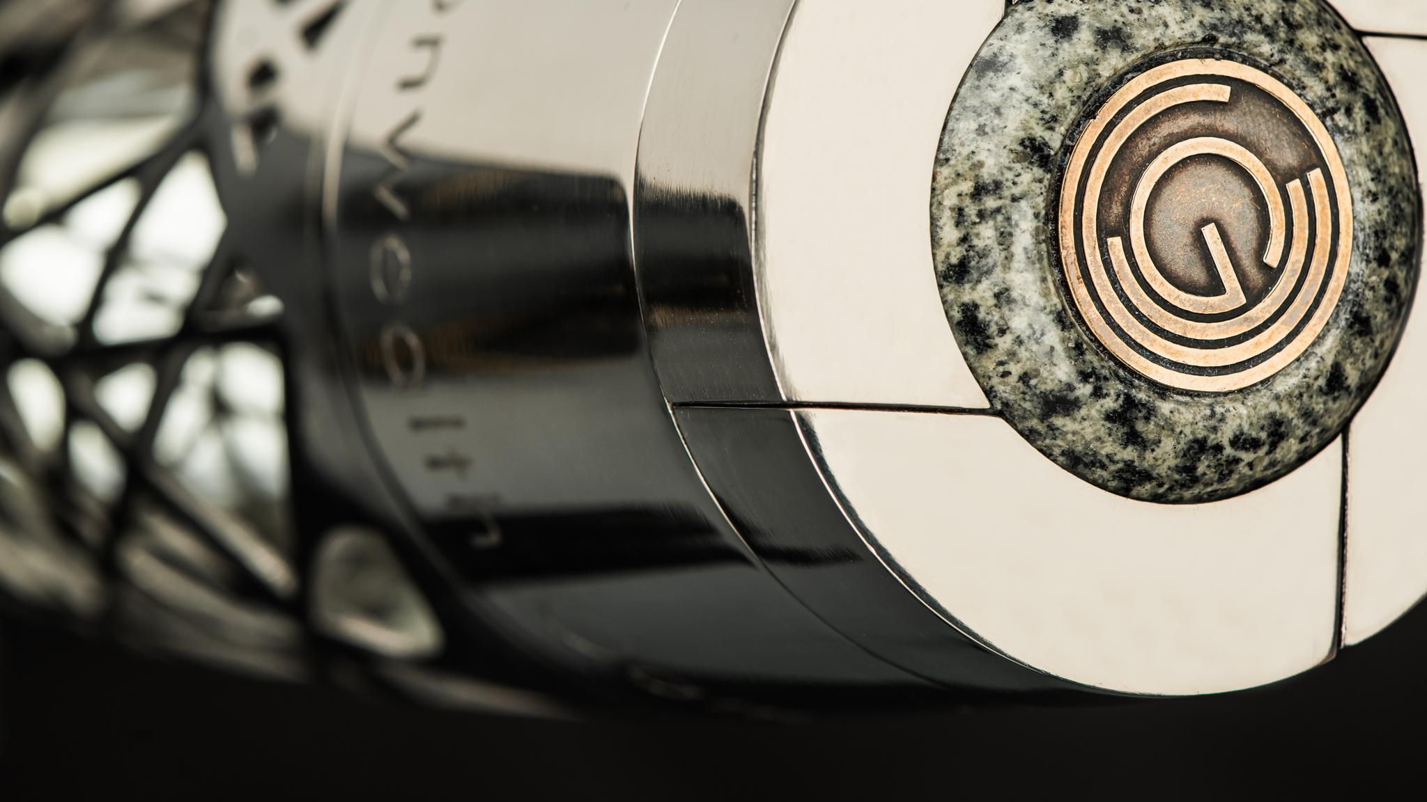 Queen's baton, showing the granite 'gemstone' held within it.