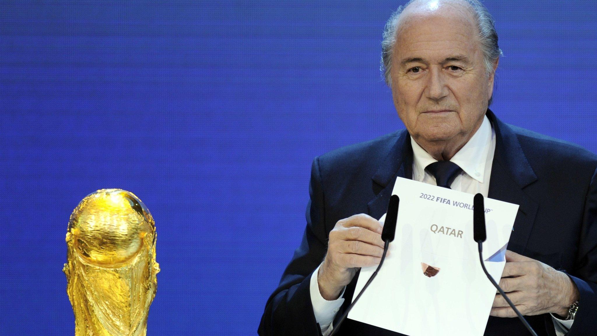 Fifa president Sepp Blatter reveals Qatar as the winner of the 2022 World Cup