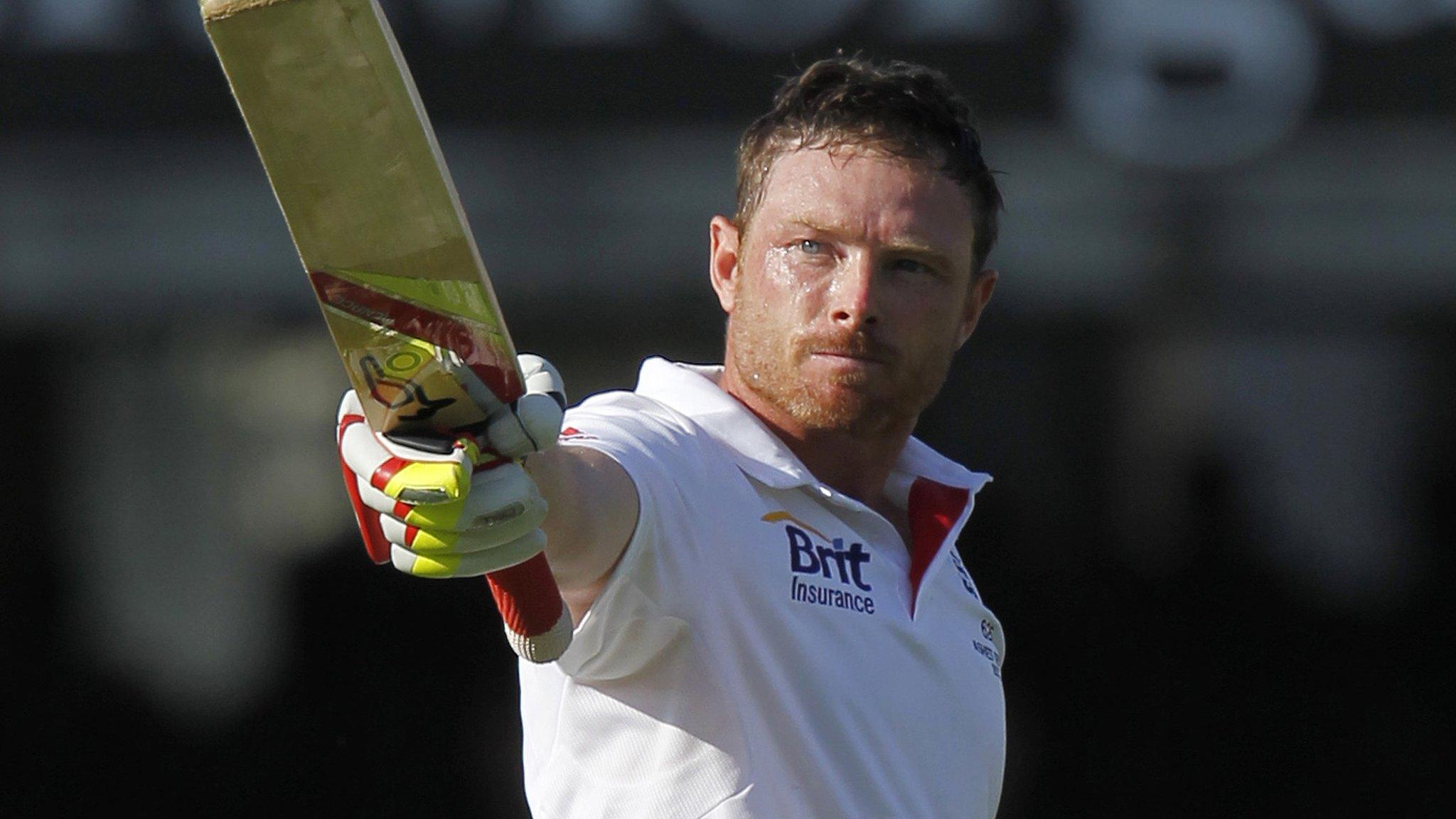 Ian Bell celebrates scoring a century against Australia during the first day of the second Ashes Test match at Lord's in July 2013