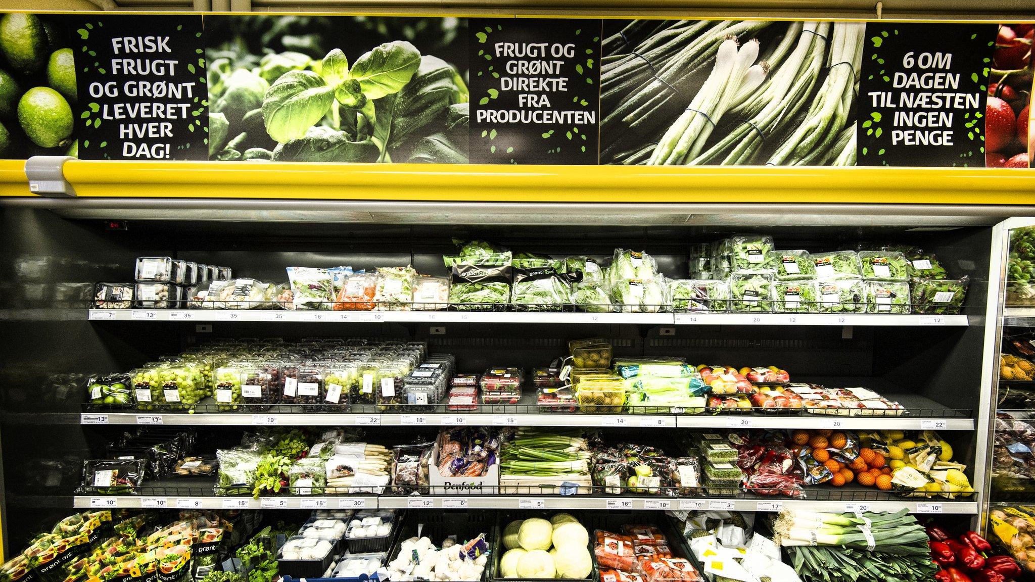 Fruit and vegetables on sale in a Netto store