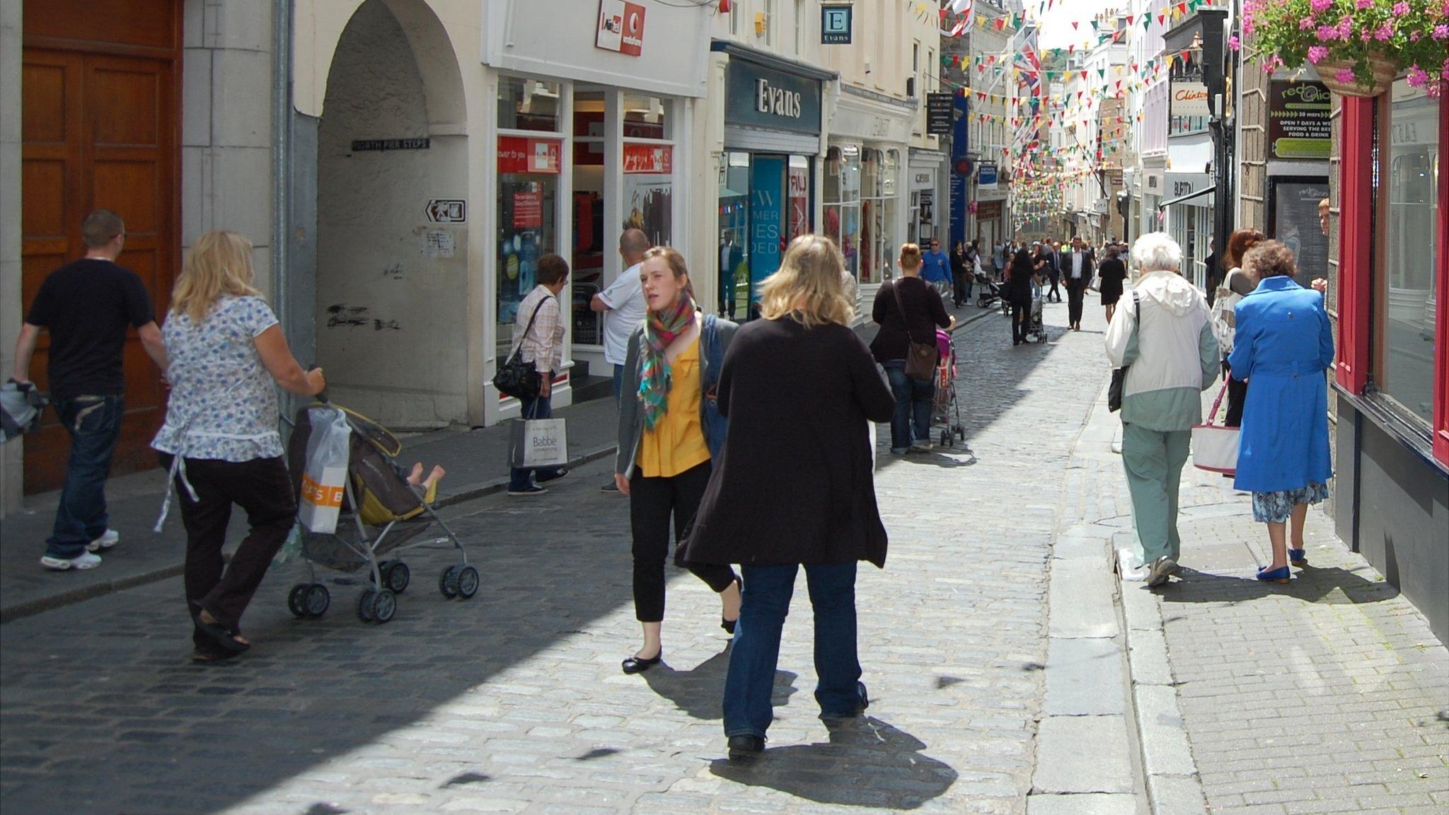 Pedestrians in St Peter Port High Street