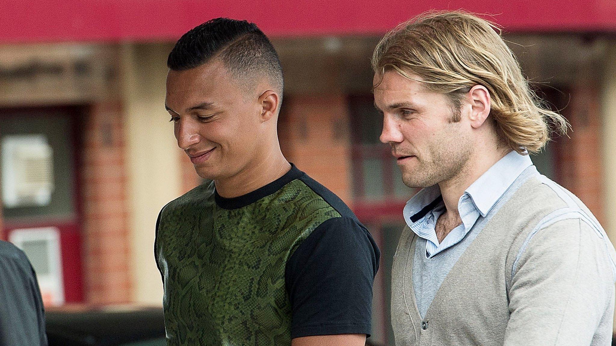 Soufian El Hassnaoui (left) and Hearts head coach Robbie Neilson