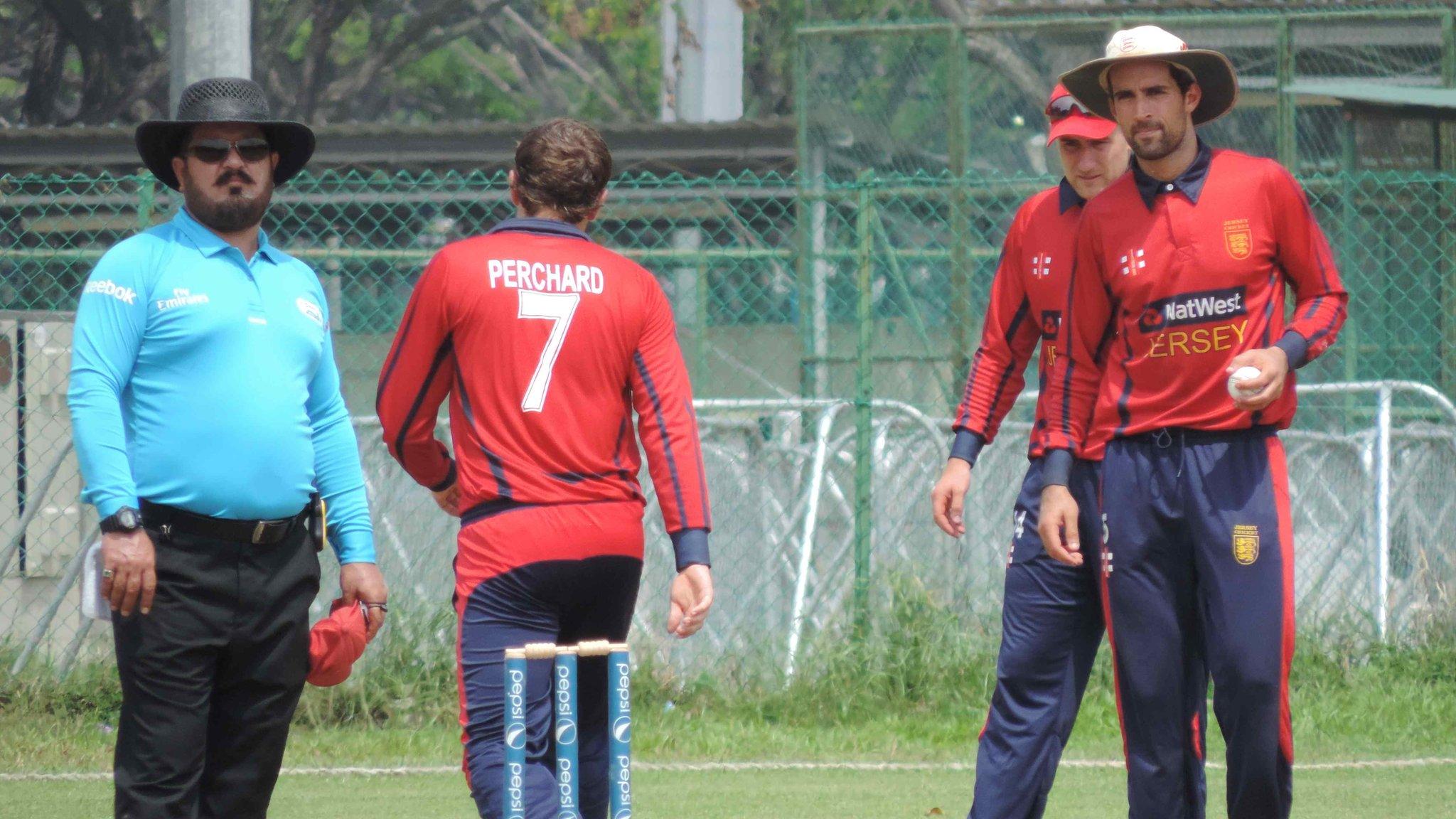 Jersey skipper Peter Gough (right) leading his side against Italy