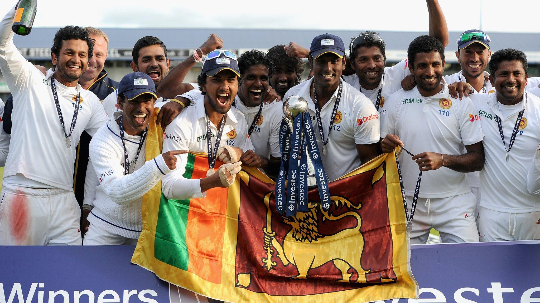 Sri Lanka celebrate winning the Test series