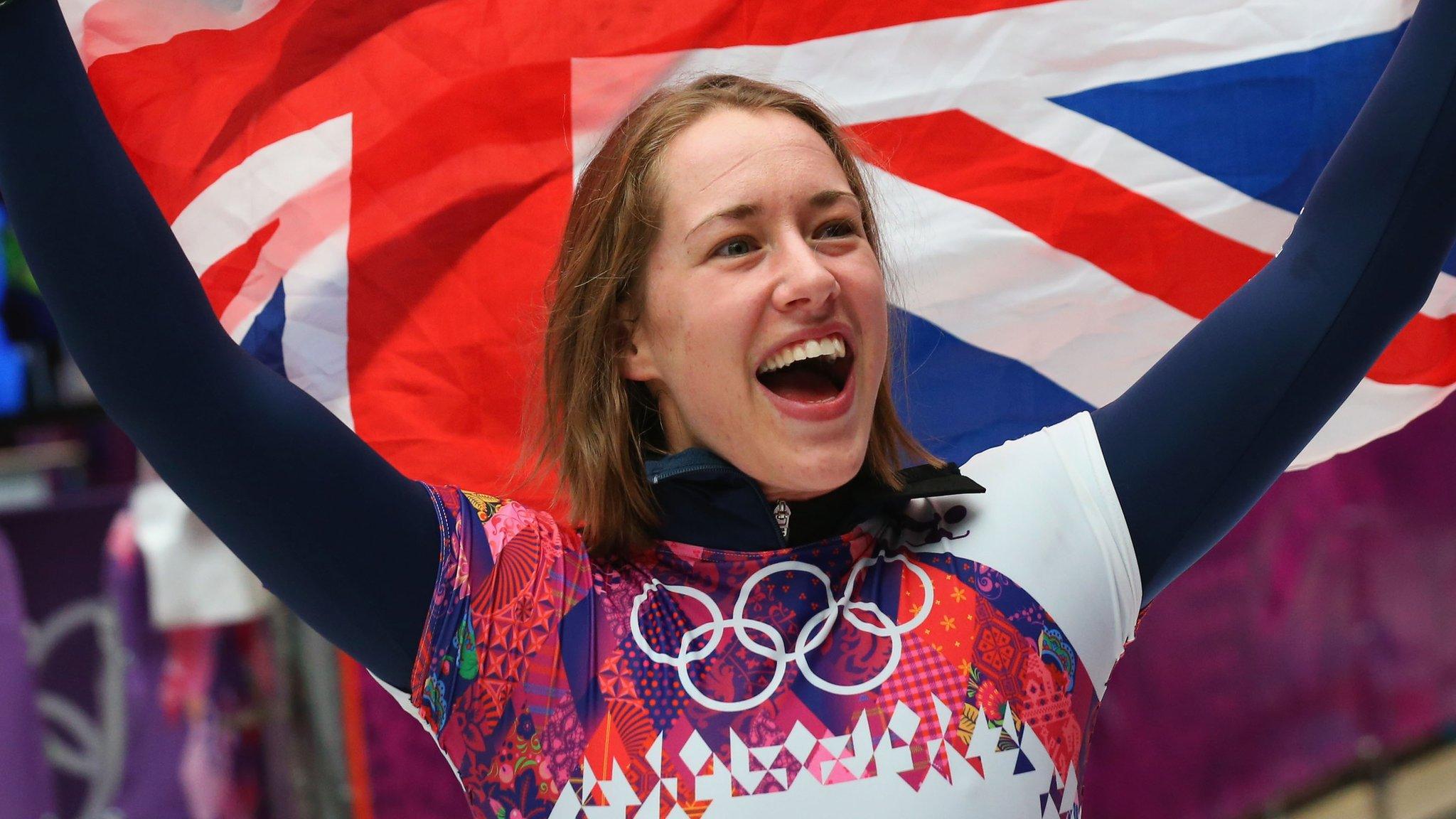 Great Britain's Lizzy Yarnold celebrates winning her gold medal in Sochi