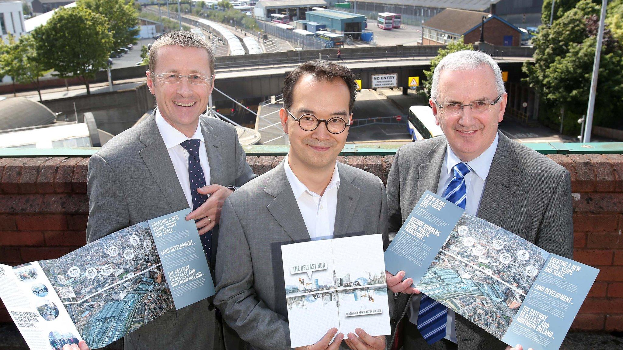 Translink Infrastructure Executive Clive Bradberry, design team lead architect Hiro Aso and Danny Kennedy