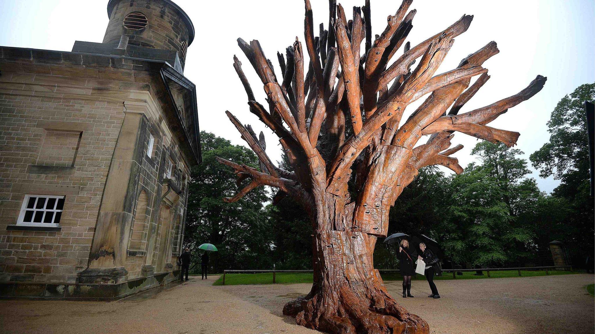 A sculpture by Chinese artist Ai Weiwei is displayed at the chapel at the Yorkshire Sculpture Park