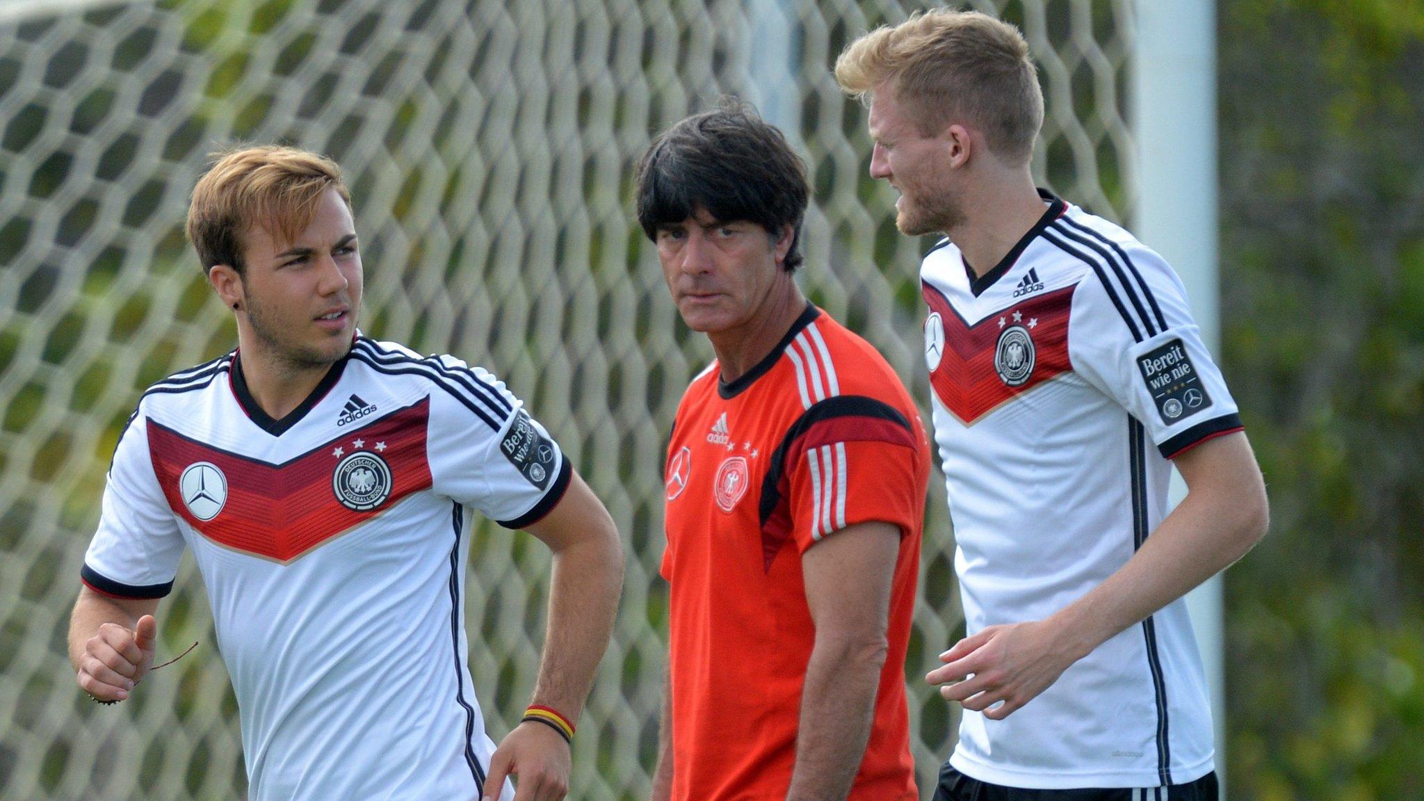 Germany players with Joachim Low