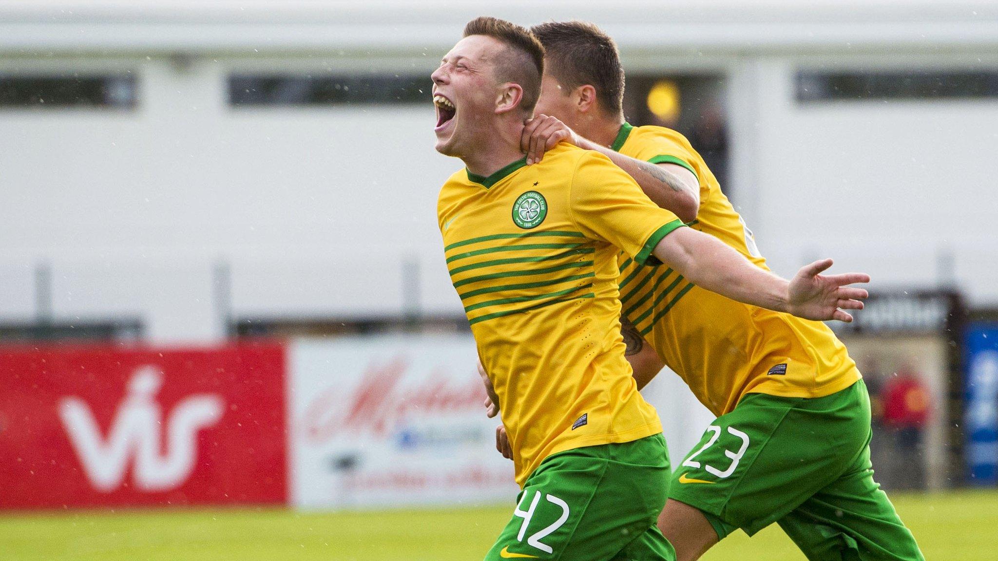 Callum McGregor celebrates after netting the winning goal against KR Reykjavik