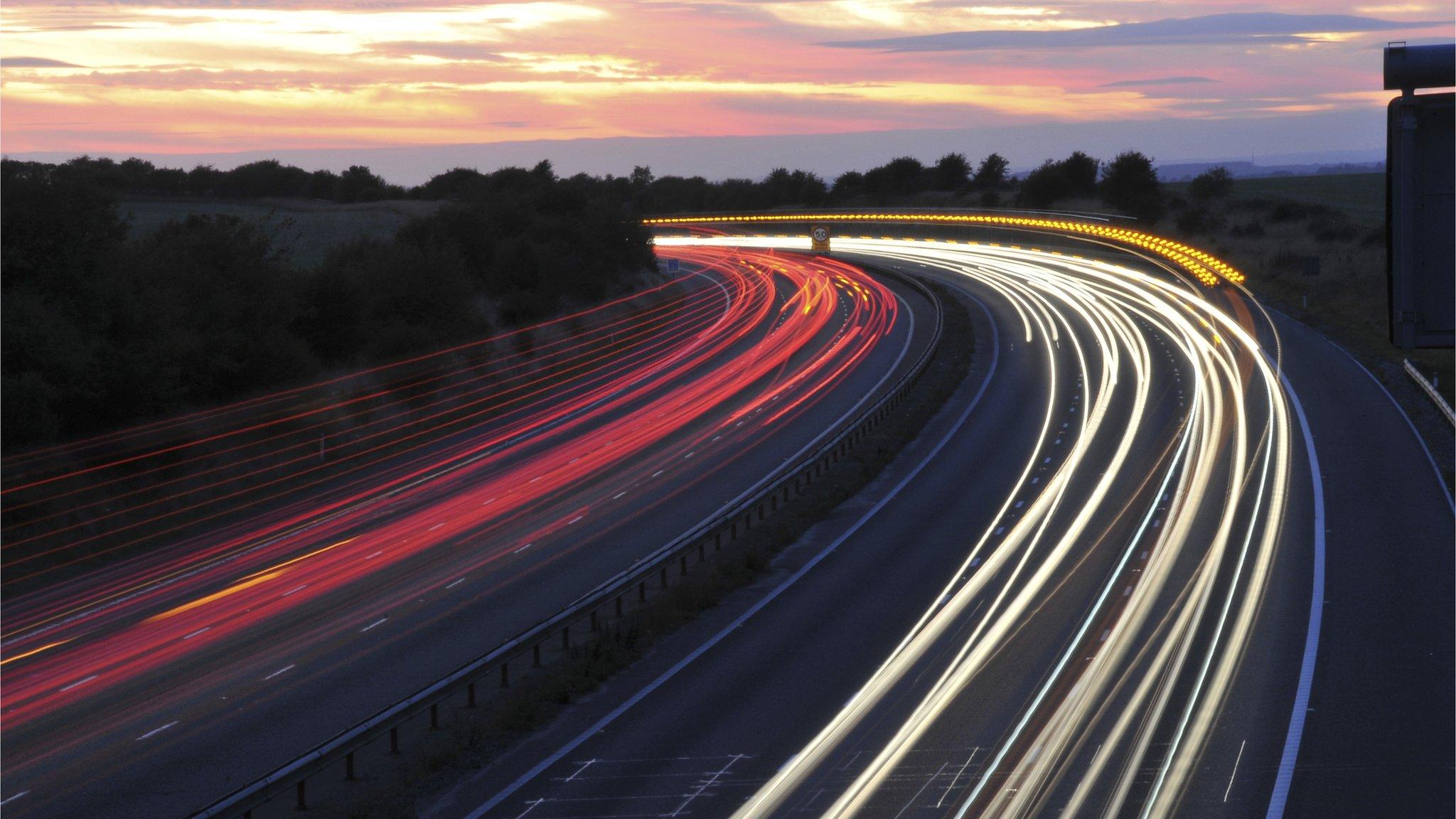 M4 motorway at dusk