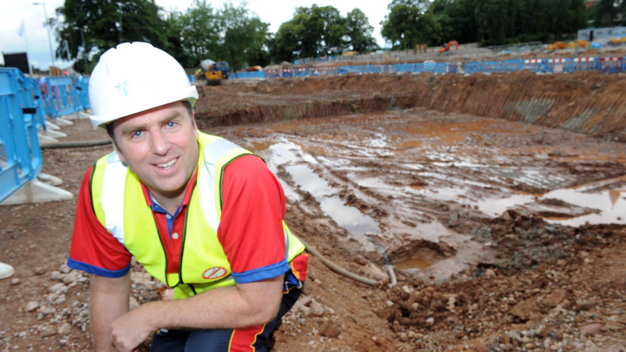 Gary Humpage in front of new pool