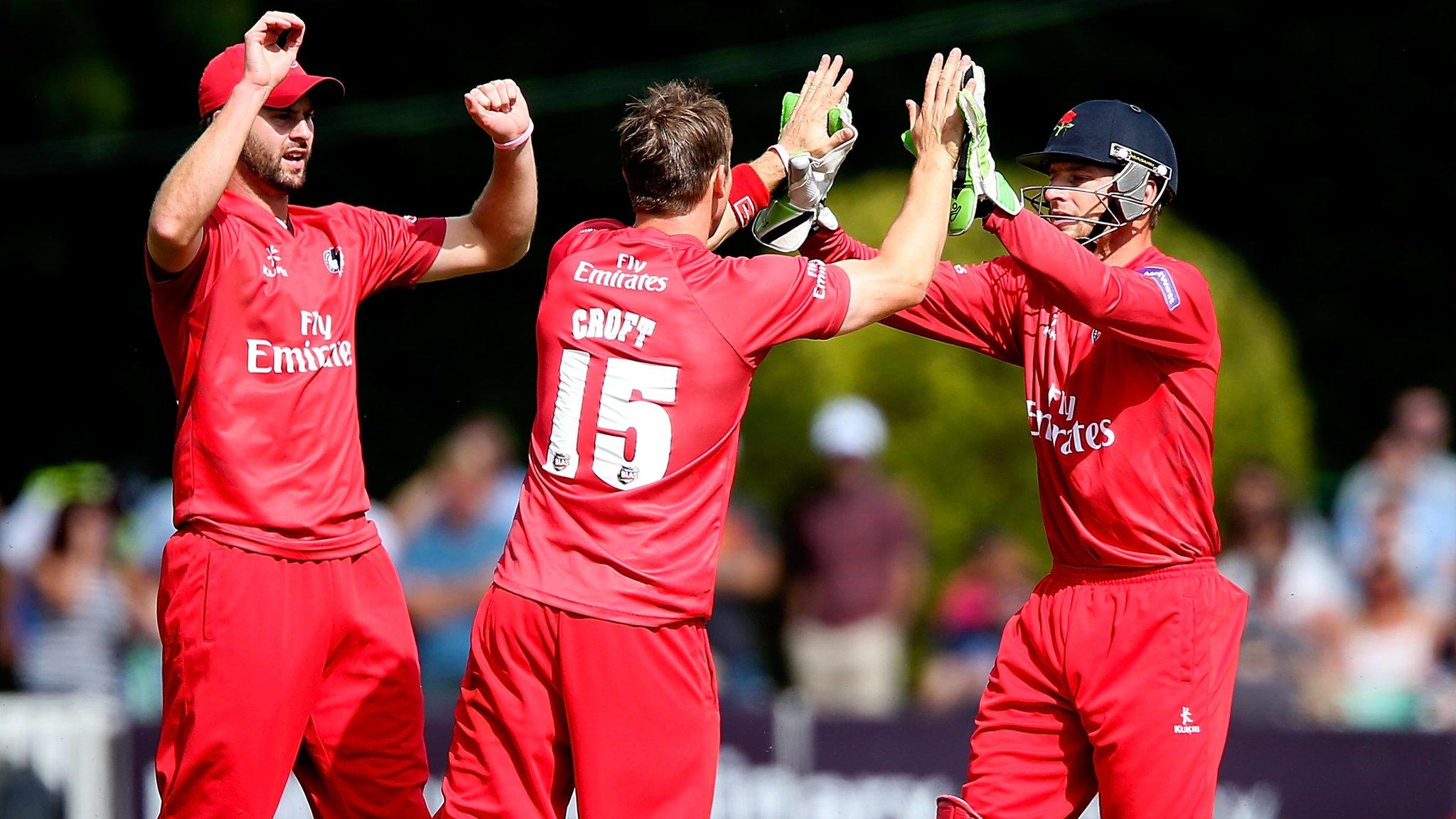 Lancashire celebrate a wicket