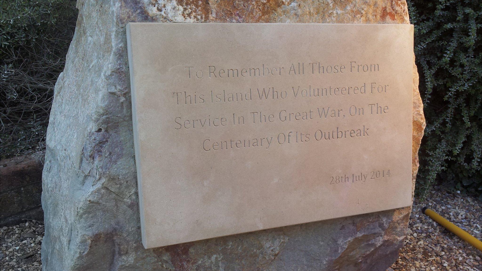 Alderney plaque for WW1 servicemen