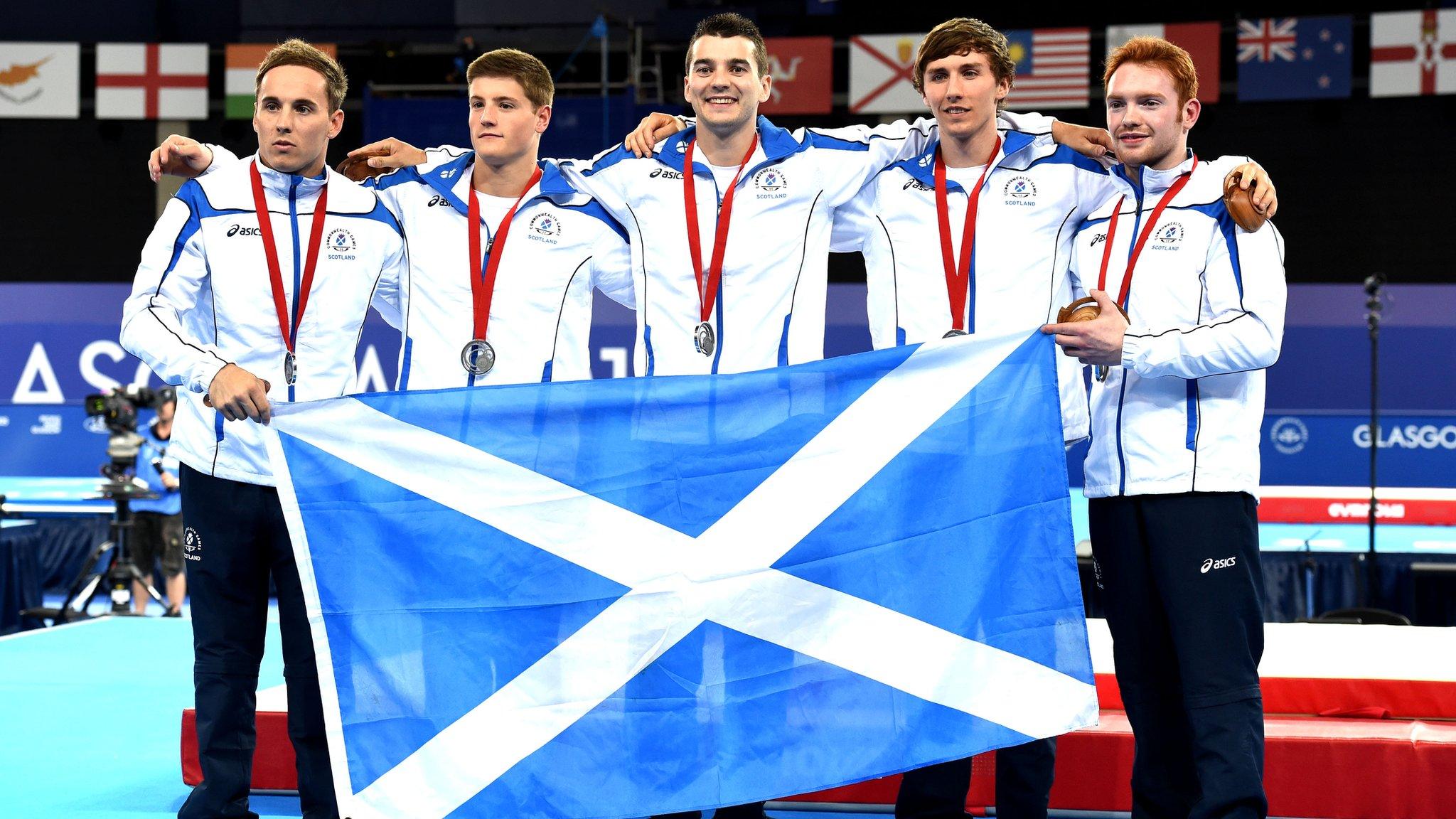 Scotland's Commonwealth silver-winning men's gymnastics team of Daniel Keatings, Frank Baines, Adam Cox, Liam Davie and Daniel Purvis