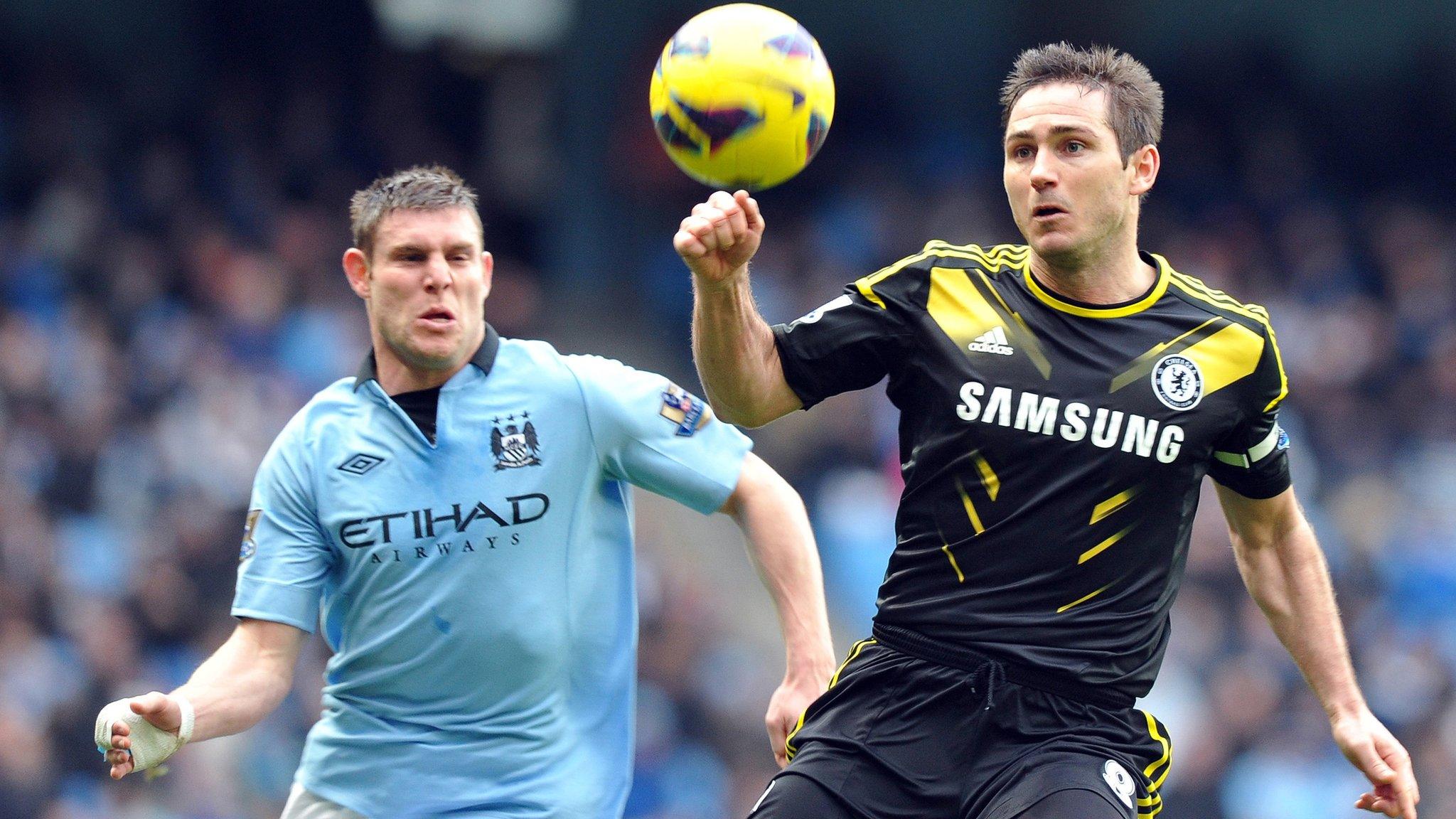 Frank Lampard in action against Manchester City for Chelsea