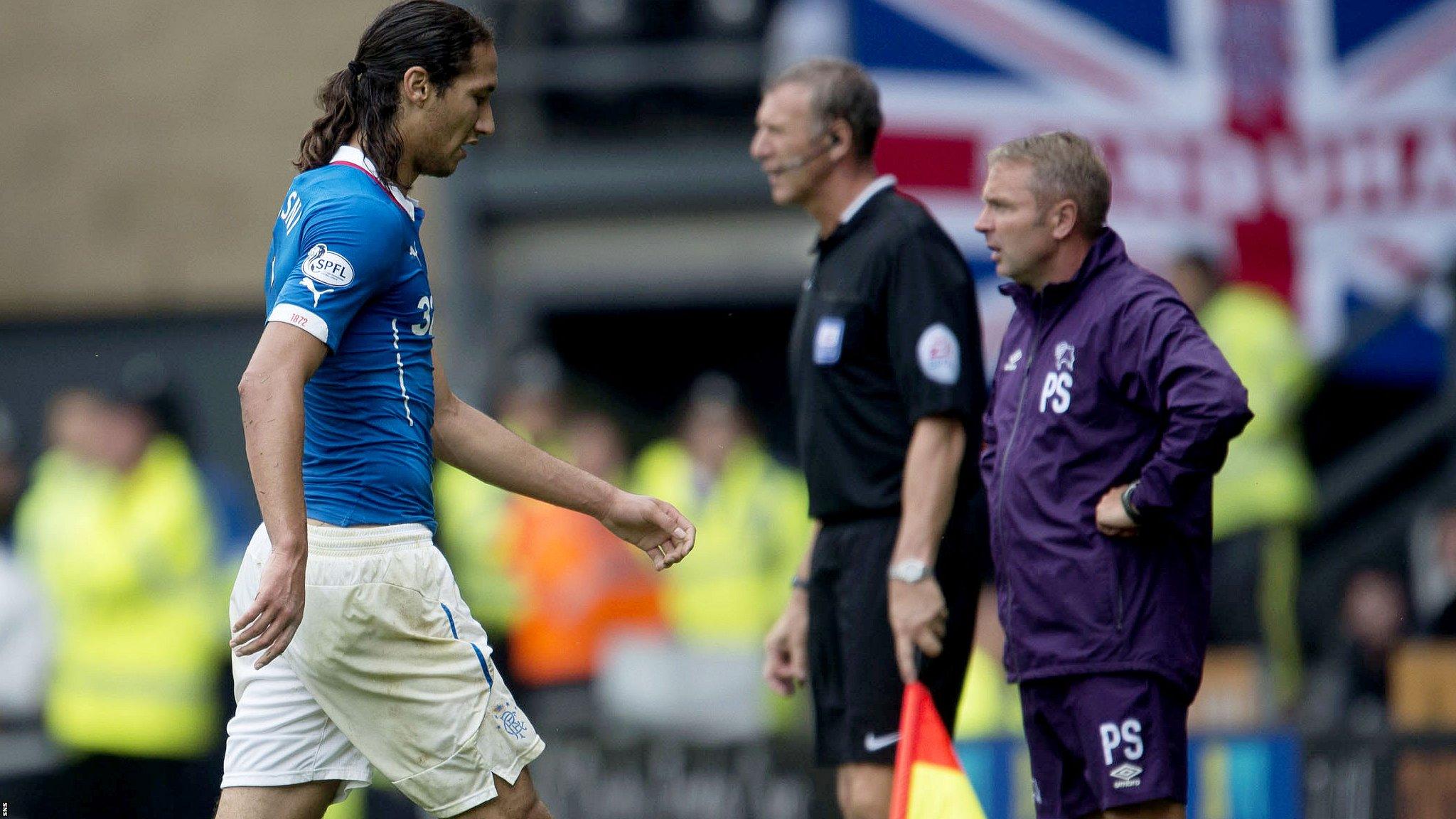 Bilel Mohsni is sent off against Derby.