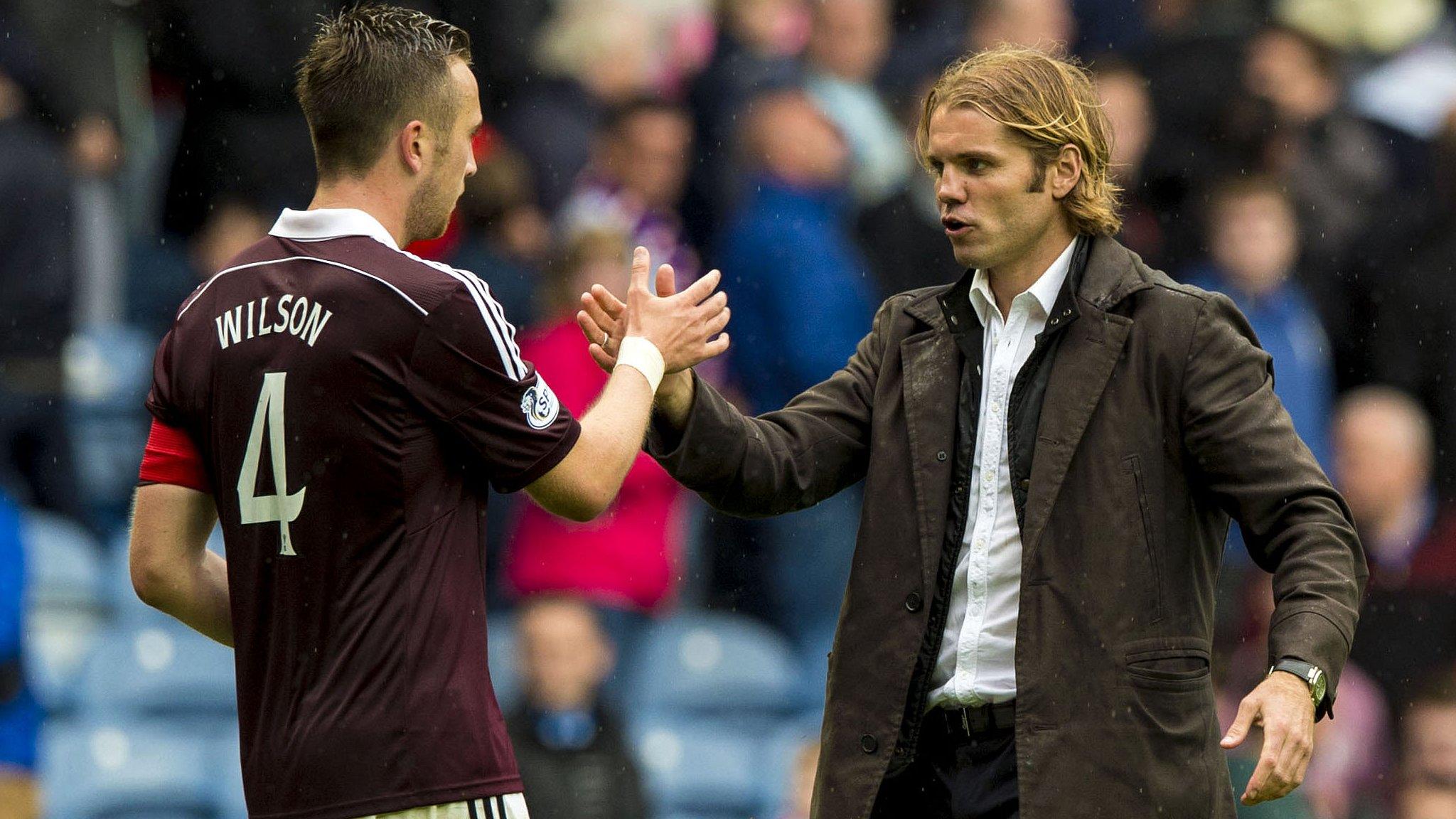 Hearts captain Danny Wilson and head coach Robbie Neilson