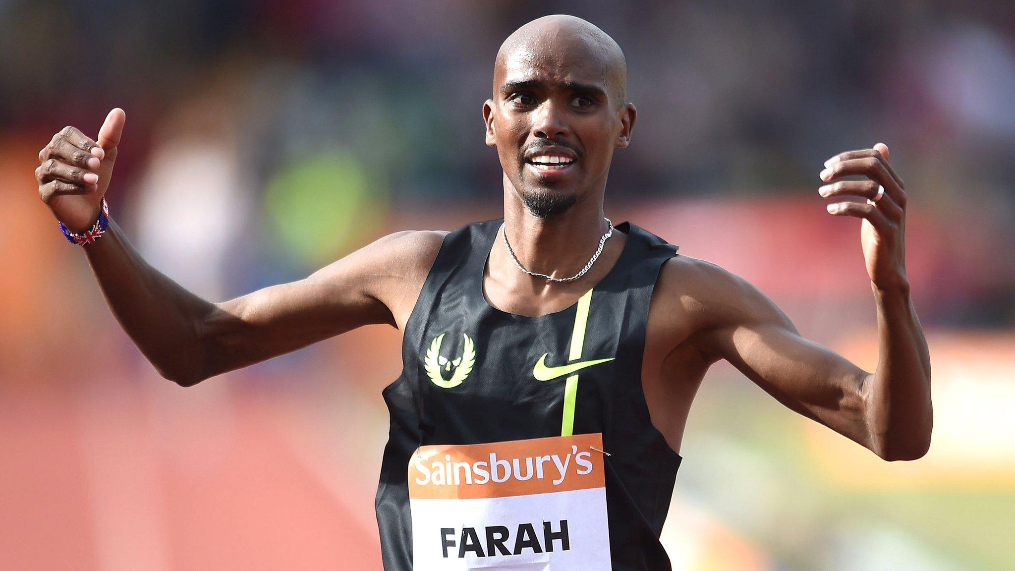 Mo Farah wins the two mile race in Birmingham