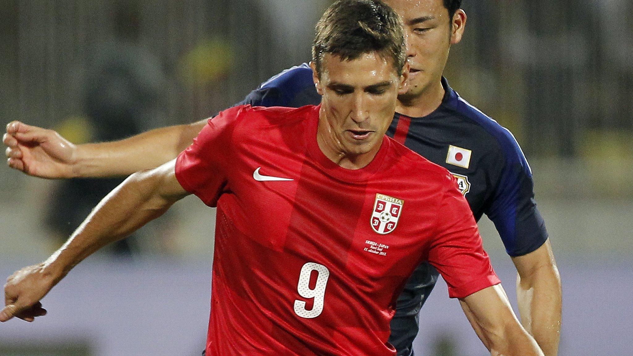 Stefan Scepovic in action for Serbia