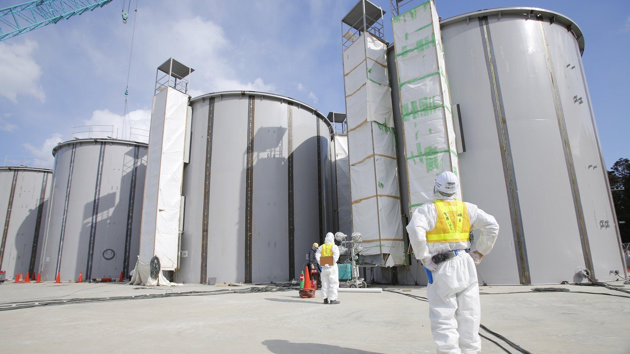 Workers at the crippled Fukushima nuclear plant in Japan