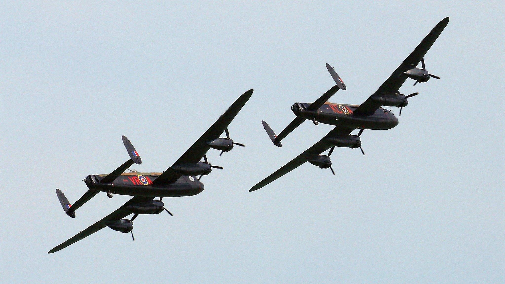 Two Lancaster bombers flying together for the first time in 50 years