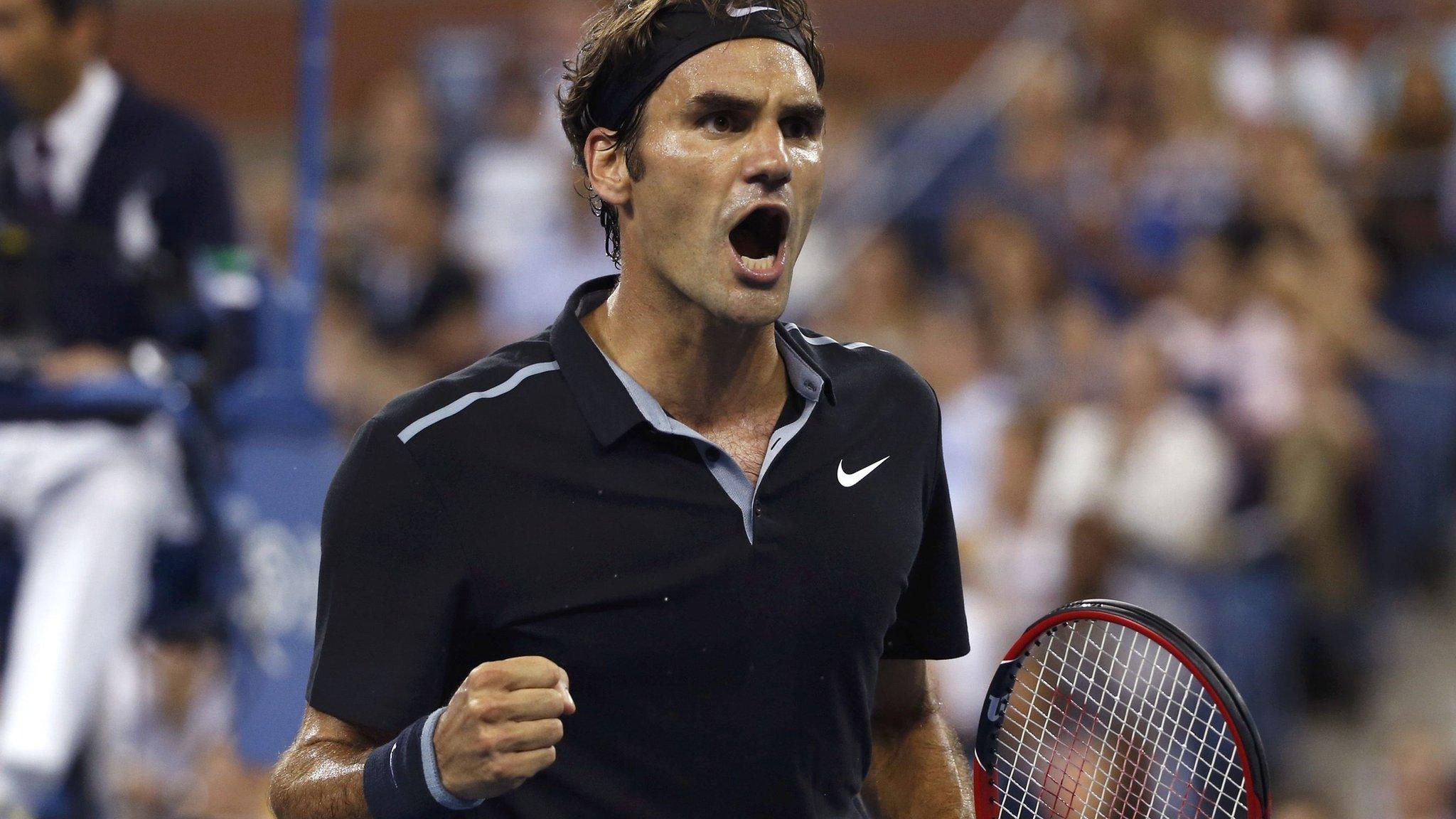 Roger Federer of Switzerland celebrates