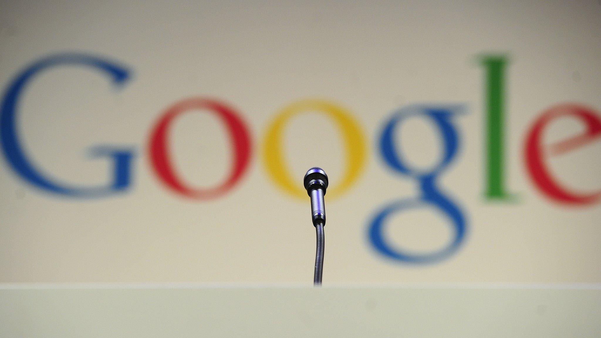 Google logo and microphone