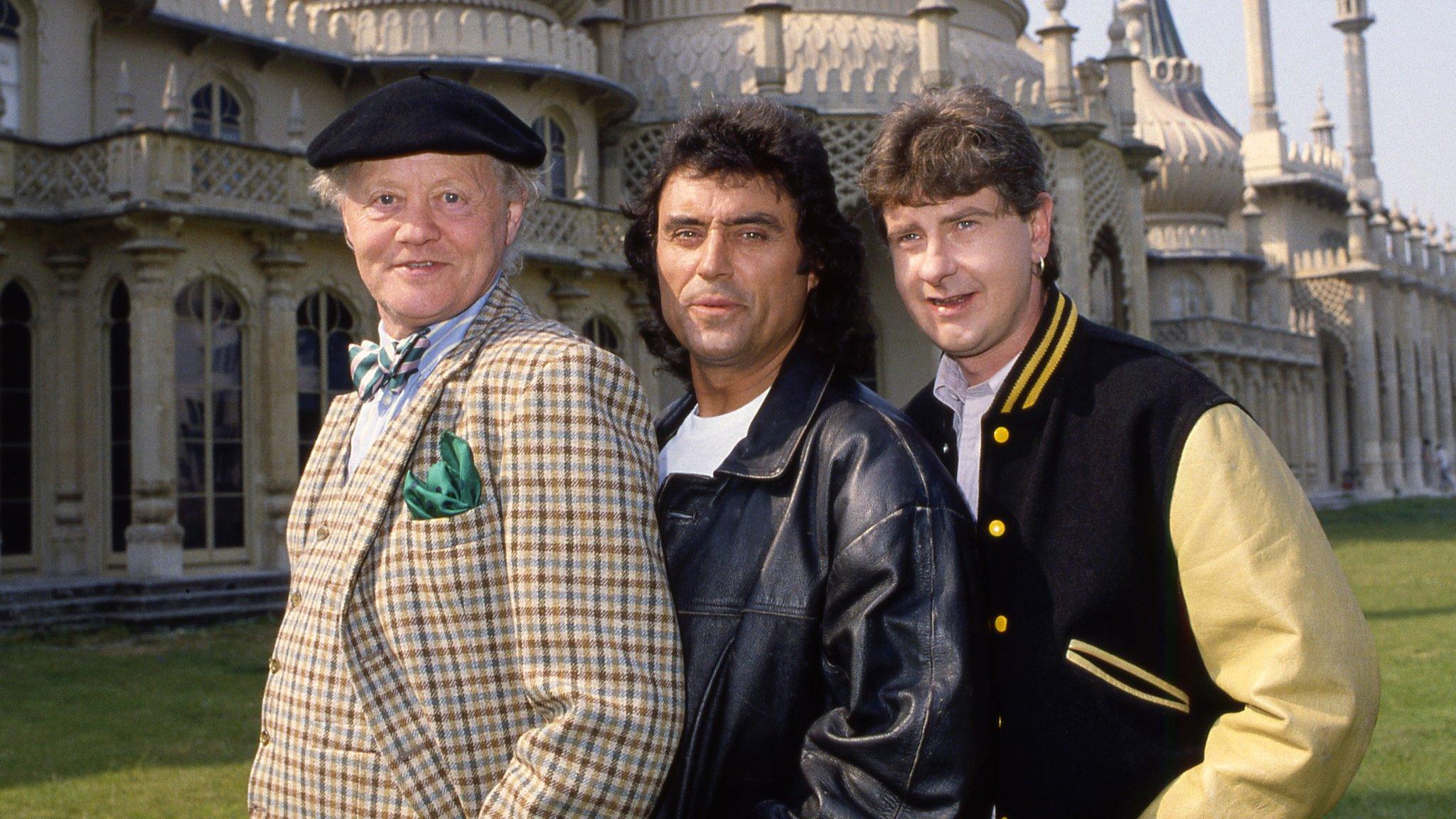 Dudley Cooper as Tinker Bell (left); Ian McShane as Lovejoy (centre) and Chris Jury as Eric Catchpole in Lovejoy