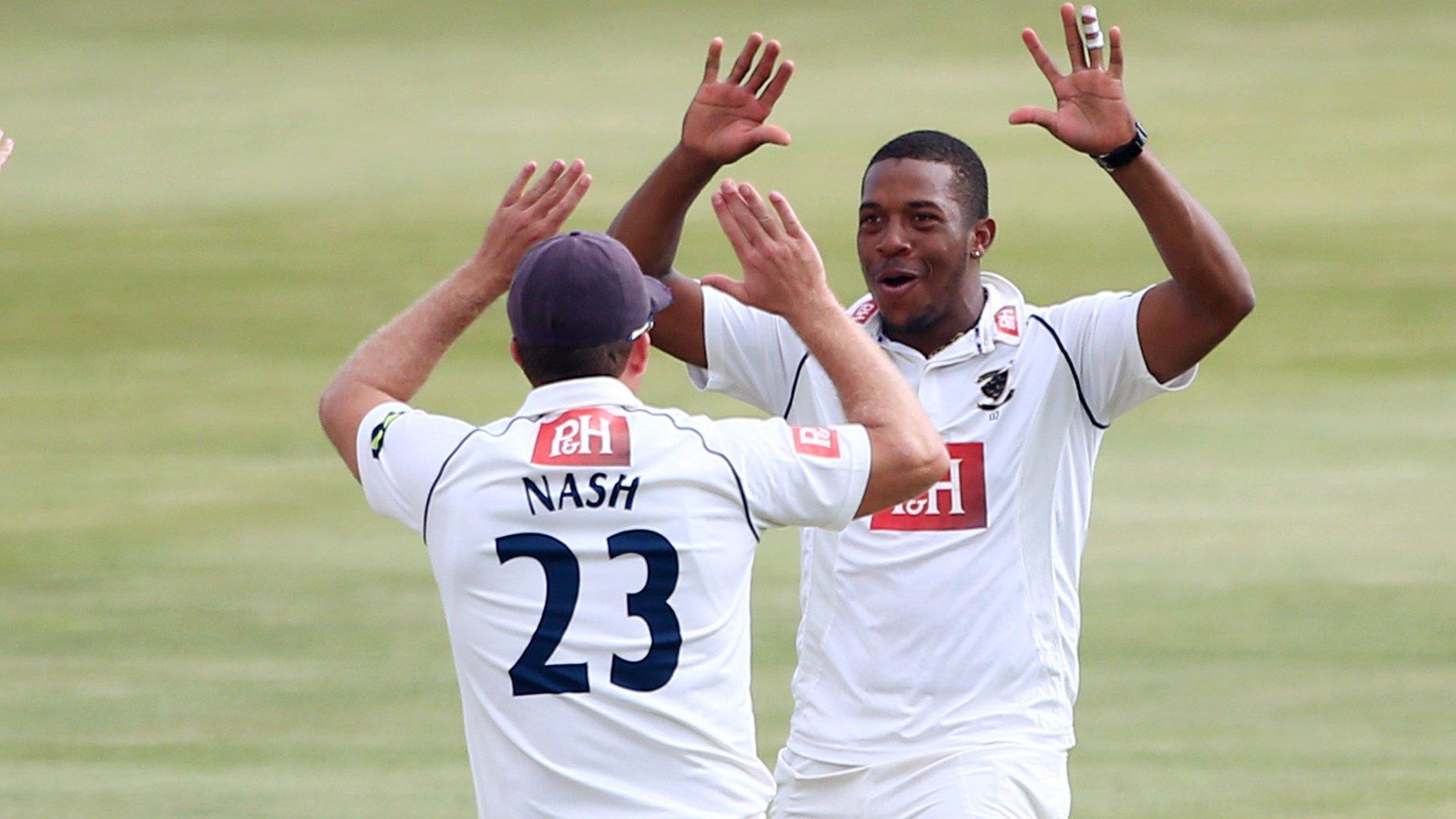 Chris Jordan celebrates a wicket