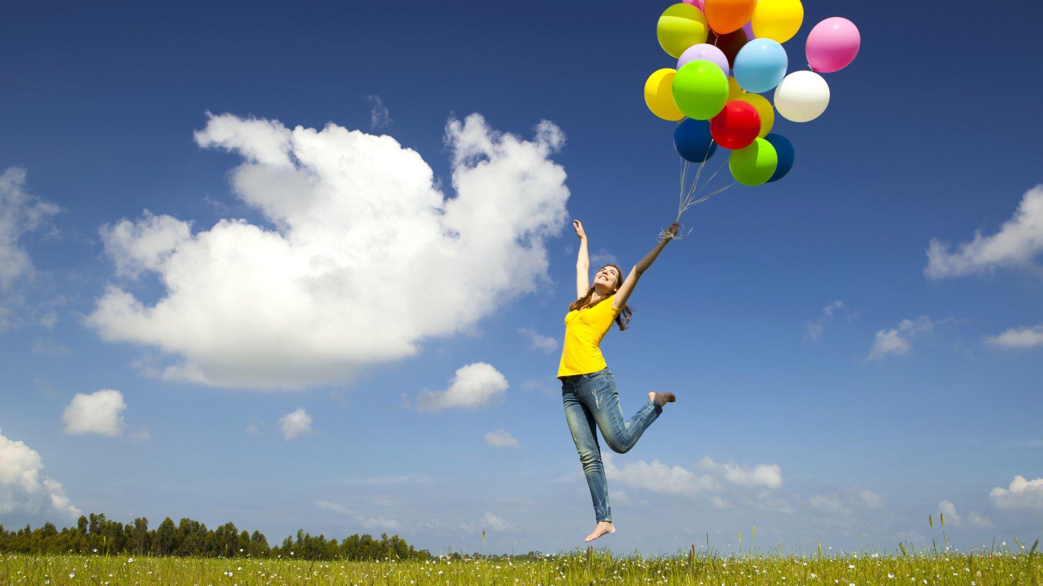 Woman with balloons