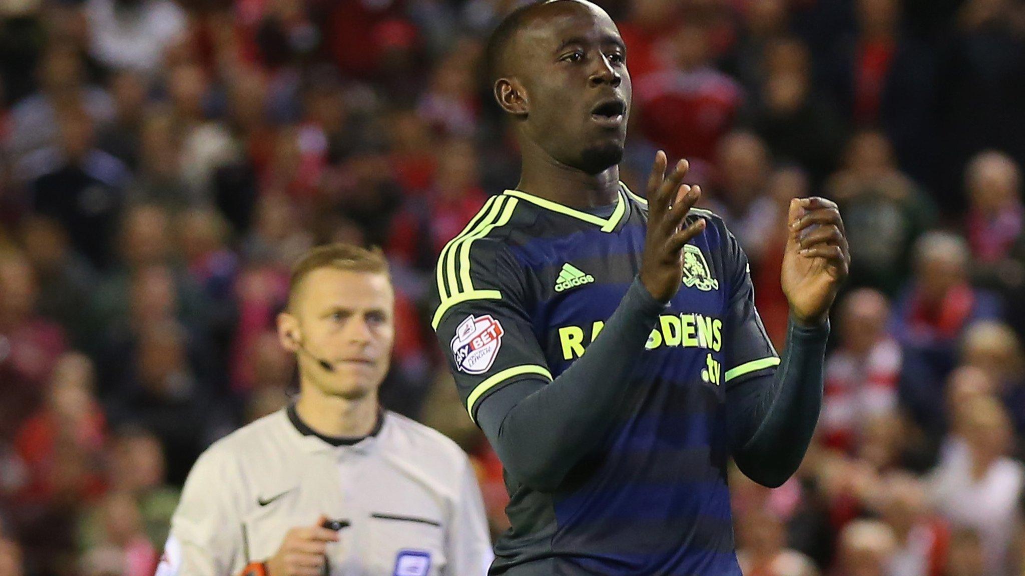 Albert Adomah reacts to his missed penalty