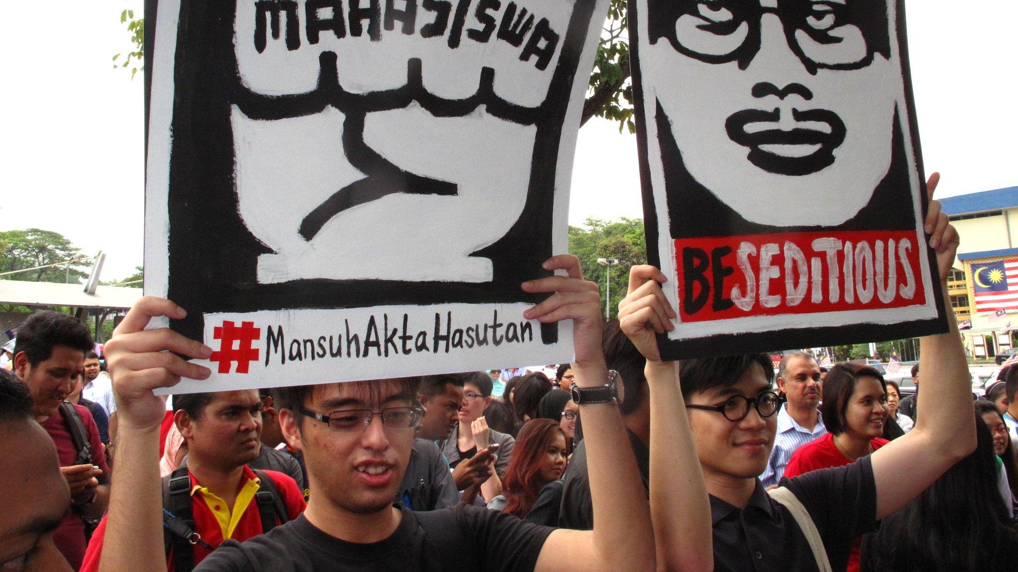 Protesters at a recent demonstration against the sedition law