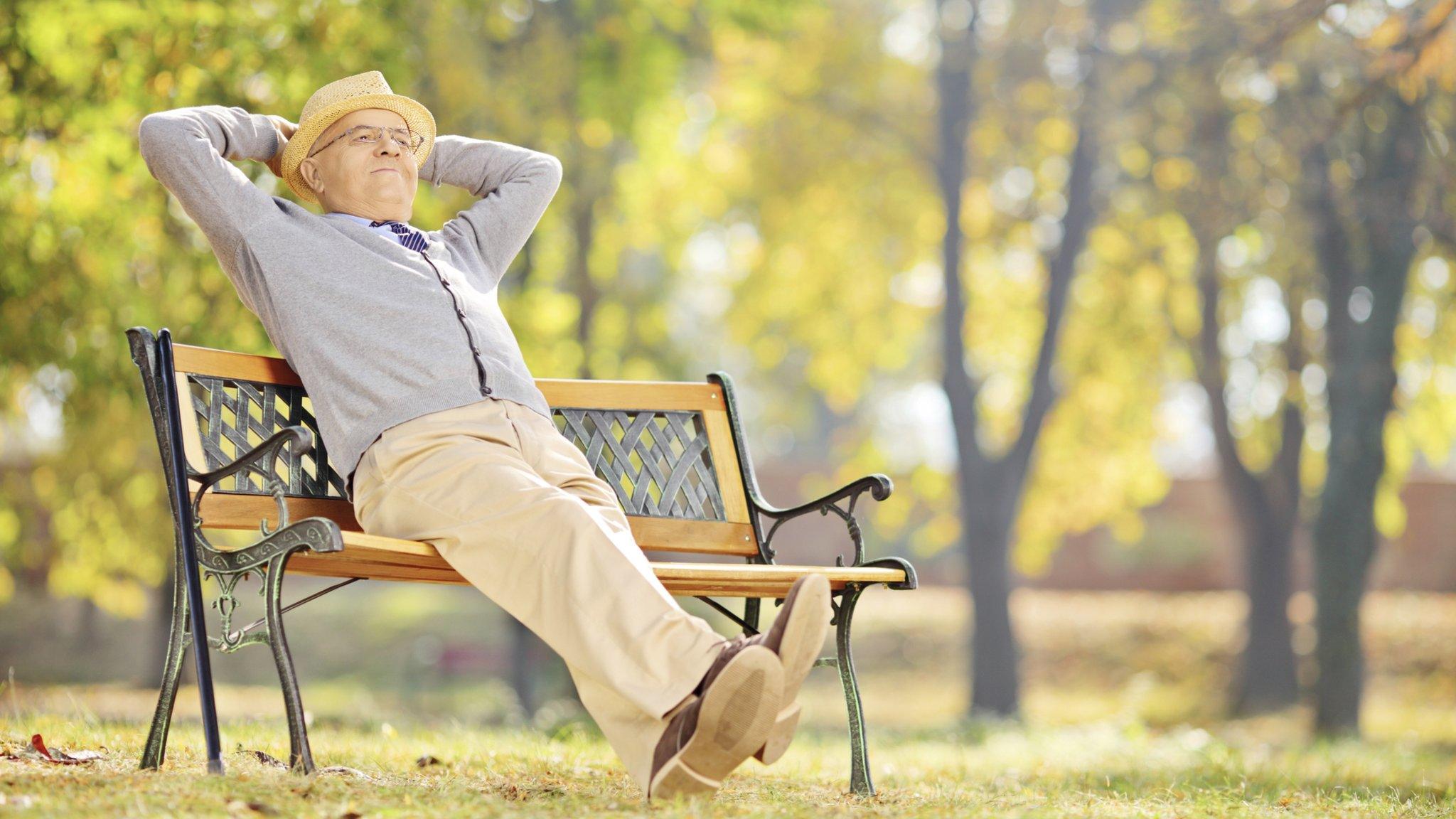 pensioner on bench