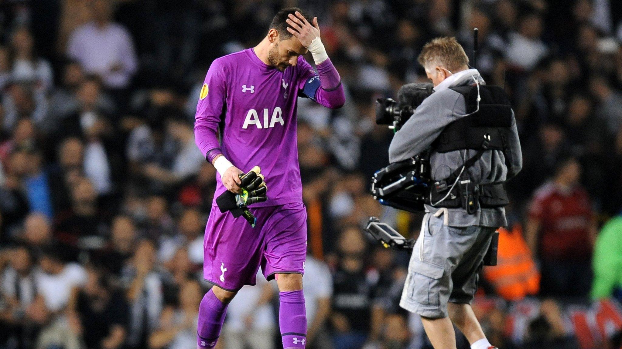 Hugo Lloris shows his disappointment at the final whistle