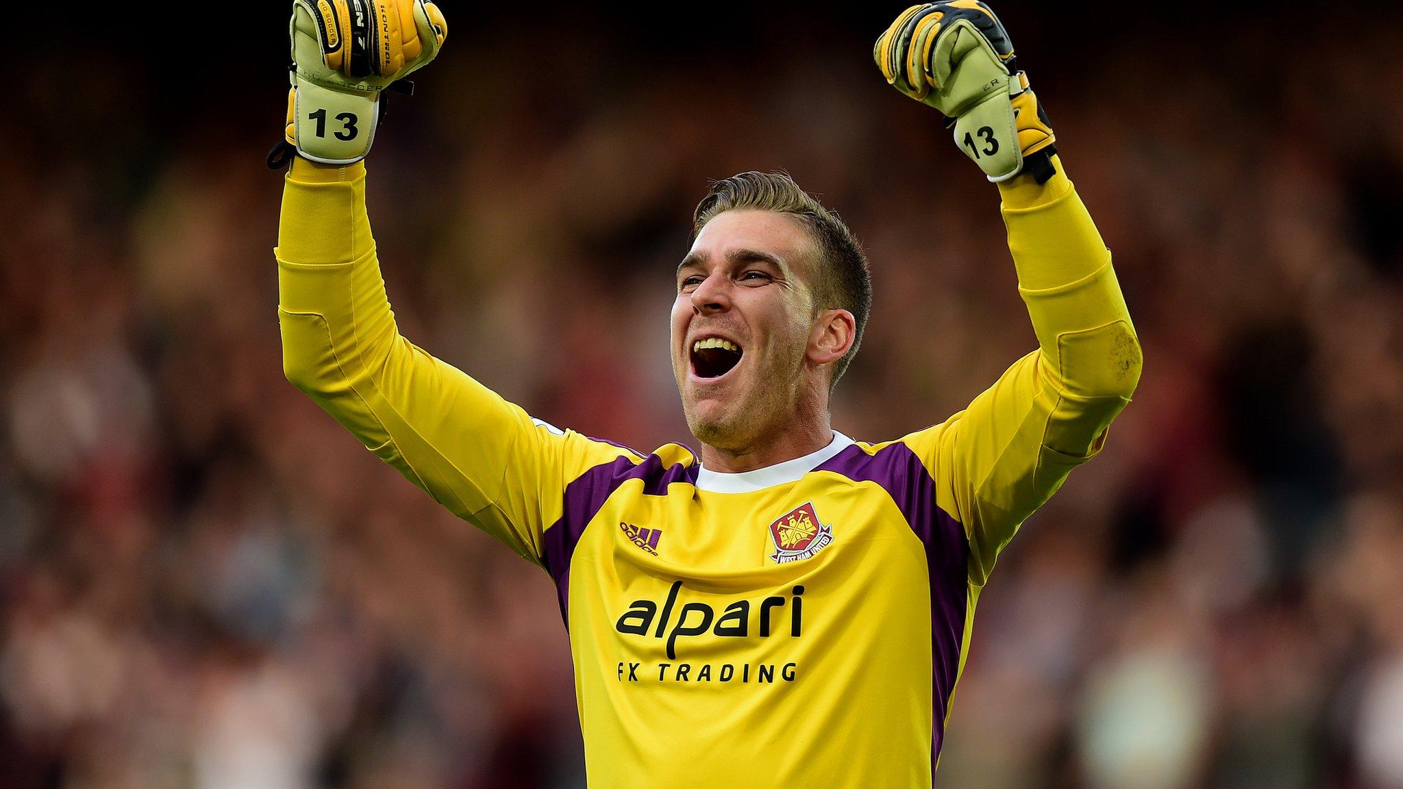 West Ham keeper Adrian celebrates