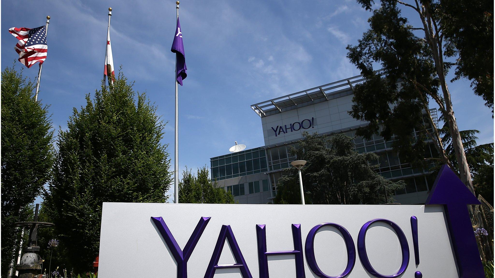 A Yahoo sign at its headquarters in California.