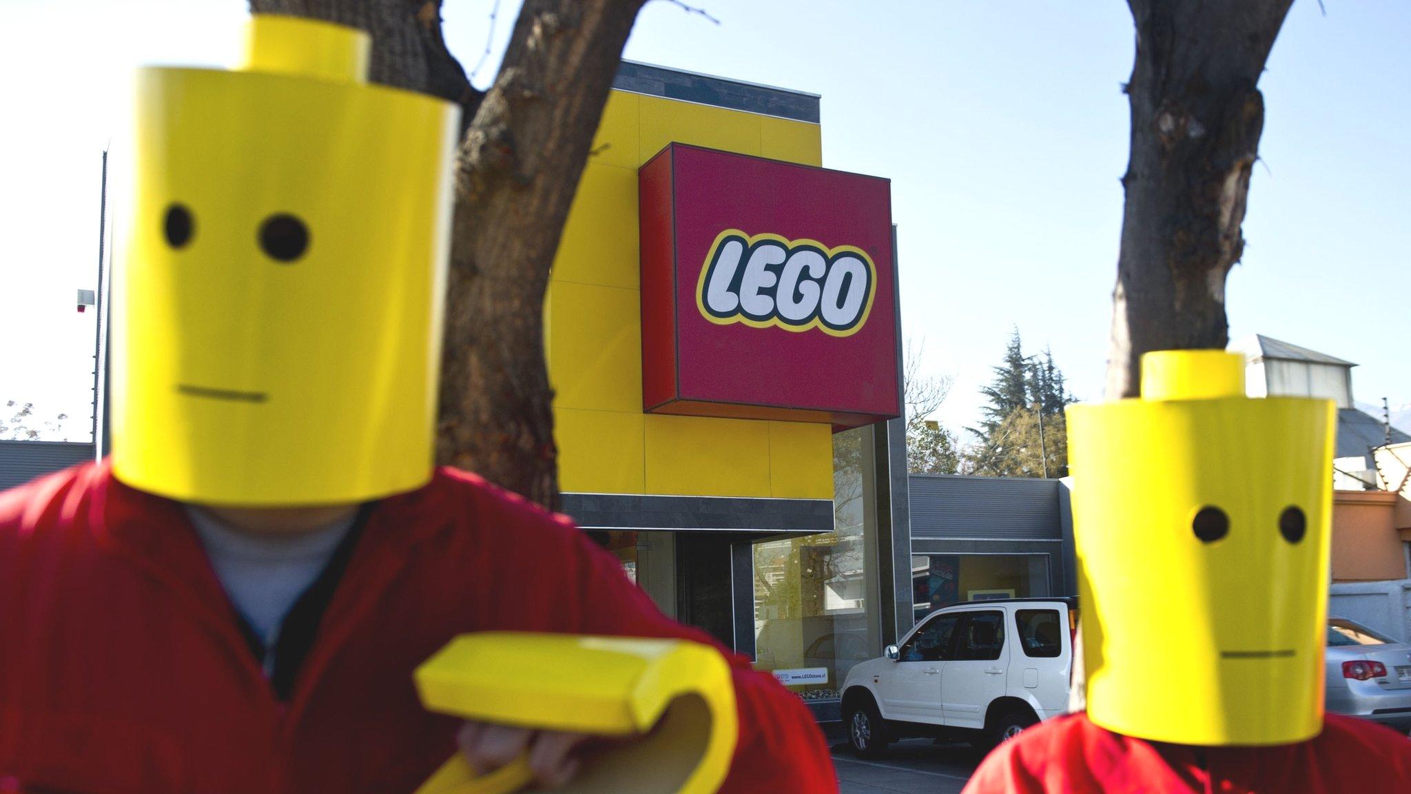 Greenpeace activists in front LEGO headquarters in Santiago, Chile earlier this year