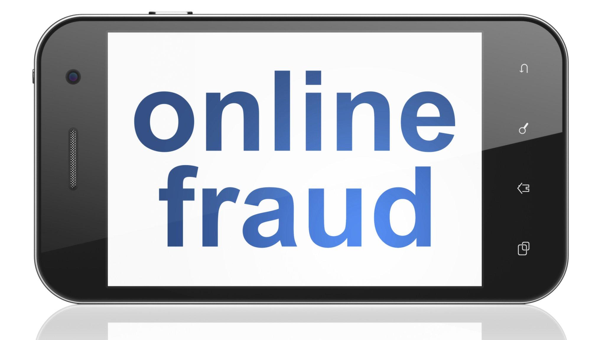 mobile with "online fraud" message