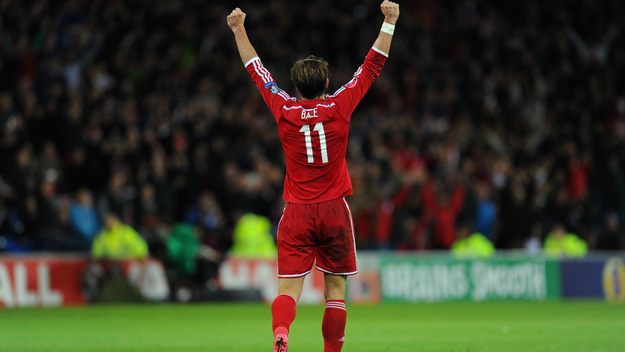 Gareth Bale celebrates his sides win over Cyprus