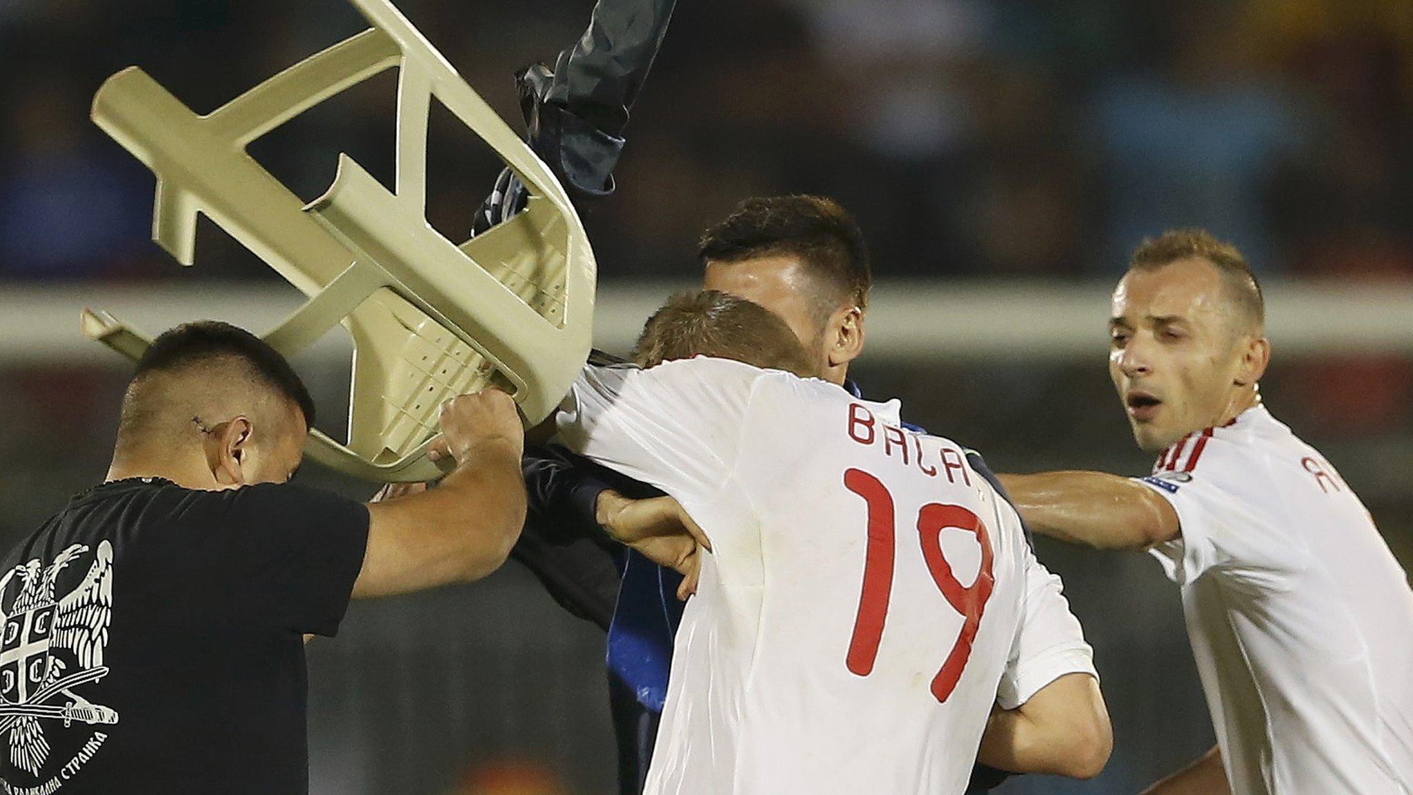 Serbia-Albania matched abandoned after disturbances on the pitch