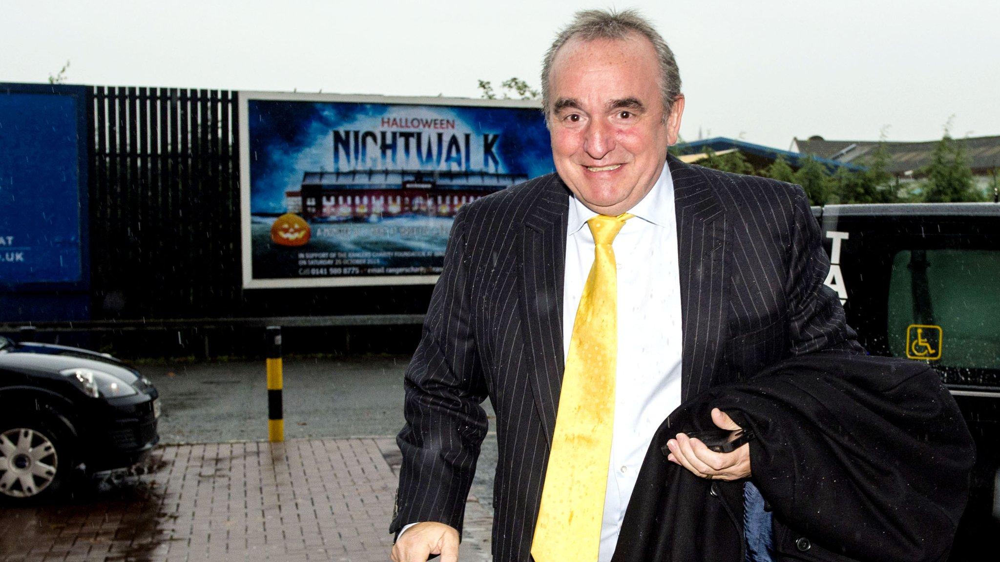 Derek Llambias arrives at Ibrox for talks