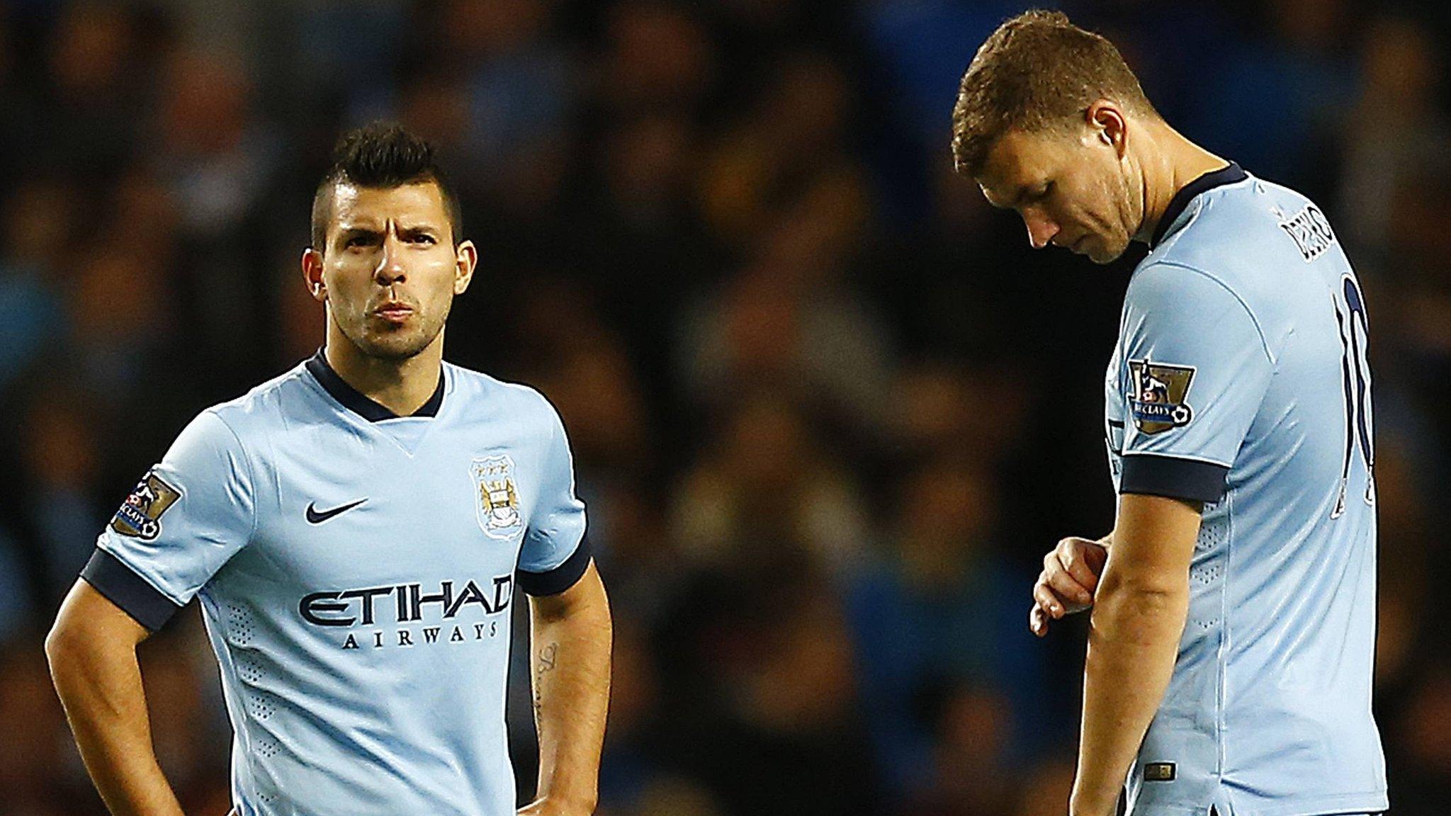 Manchester City's Sergio Aguero and Edin Dzeko