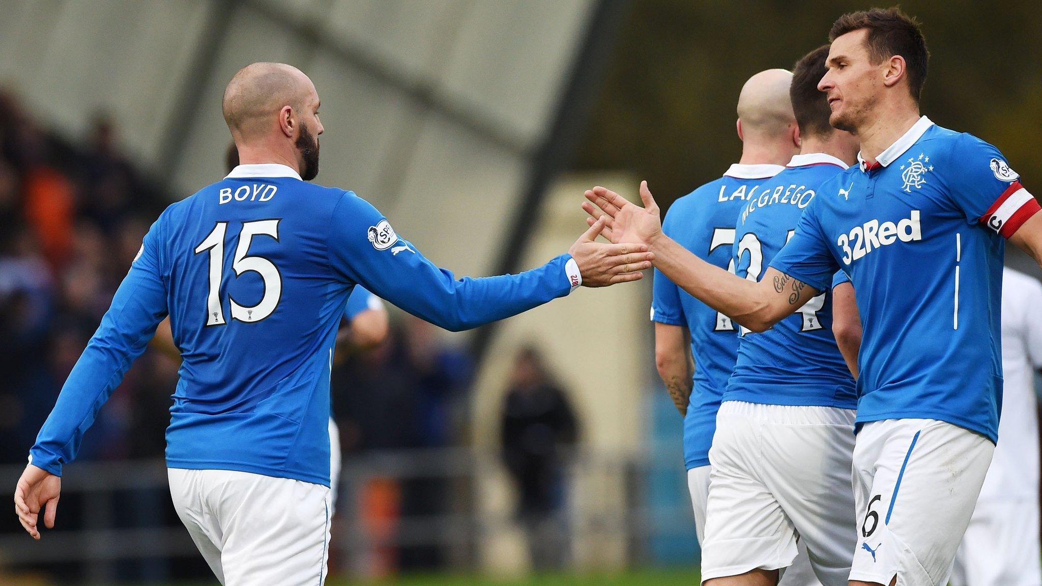 Rangers players celebrating